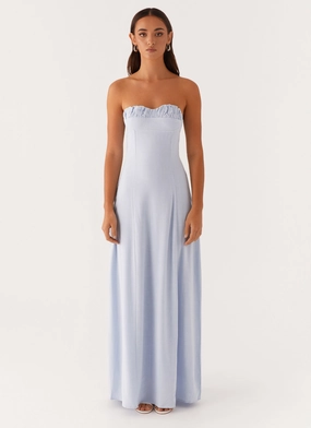 Texture Softness Tayla Linen Maxi Dress - Blue