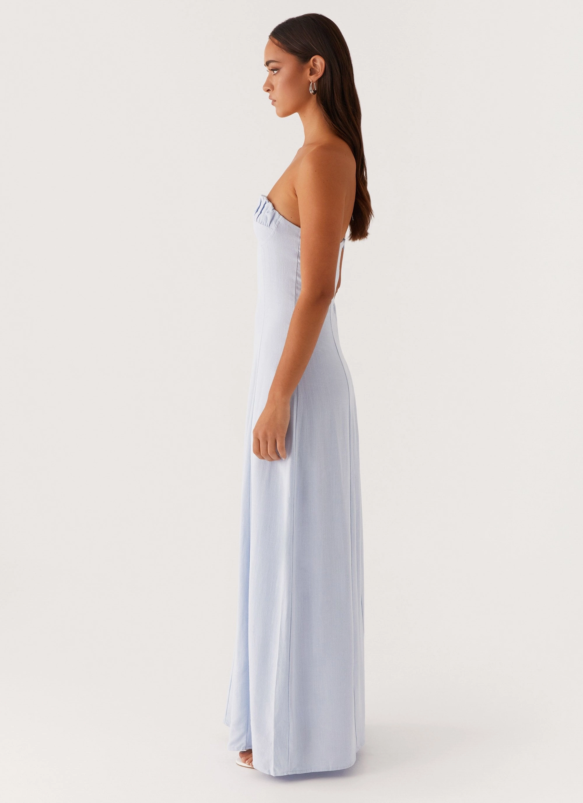 Tayla Linen Maxi Dress - Blue Spring Mood Tactile Feel