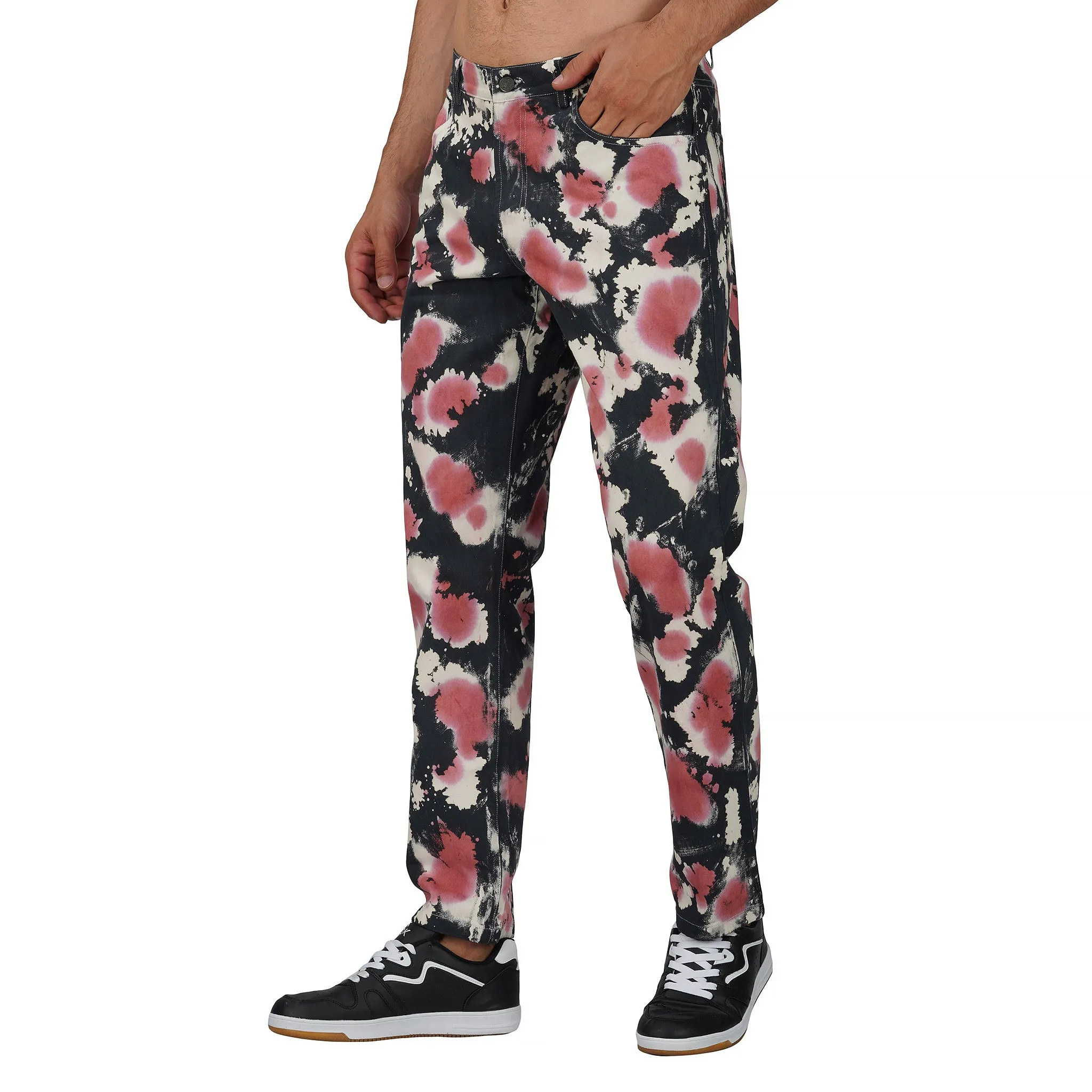 SLAY. Men's Blue & Pink Tie Dye Denim Jeans