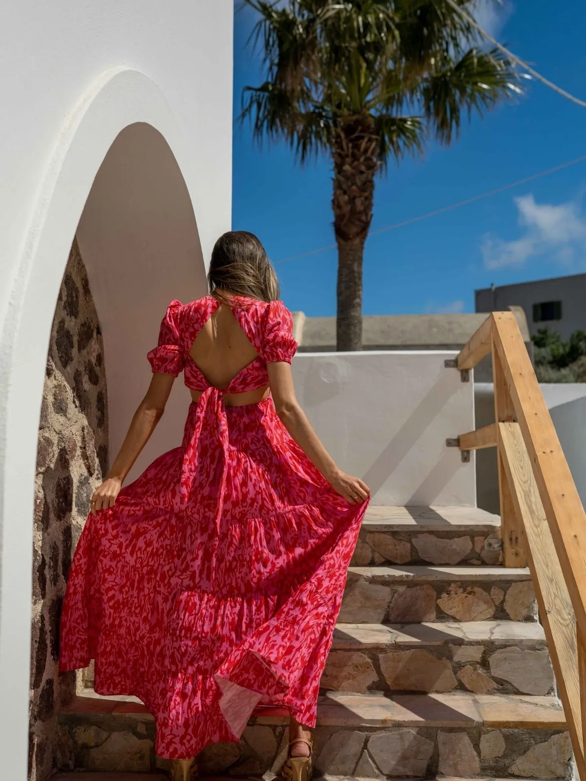 Zoe Tiered Cutout Maxi Dress / Pink Animal Relax Mode