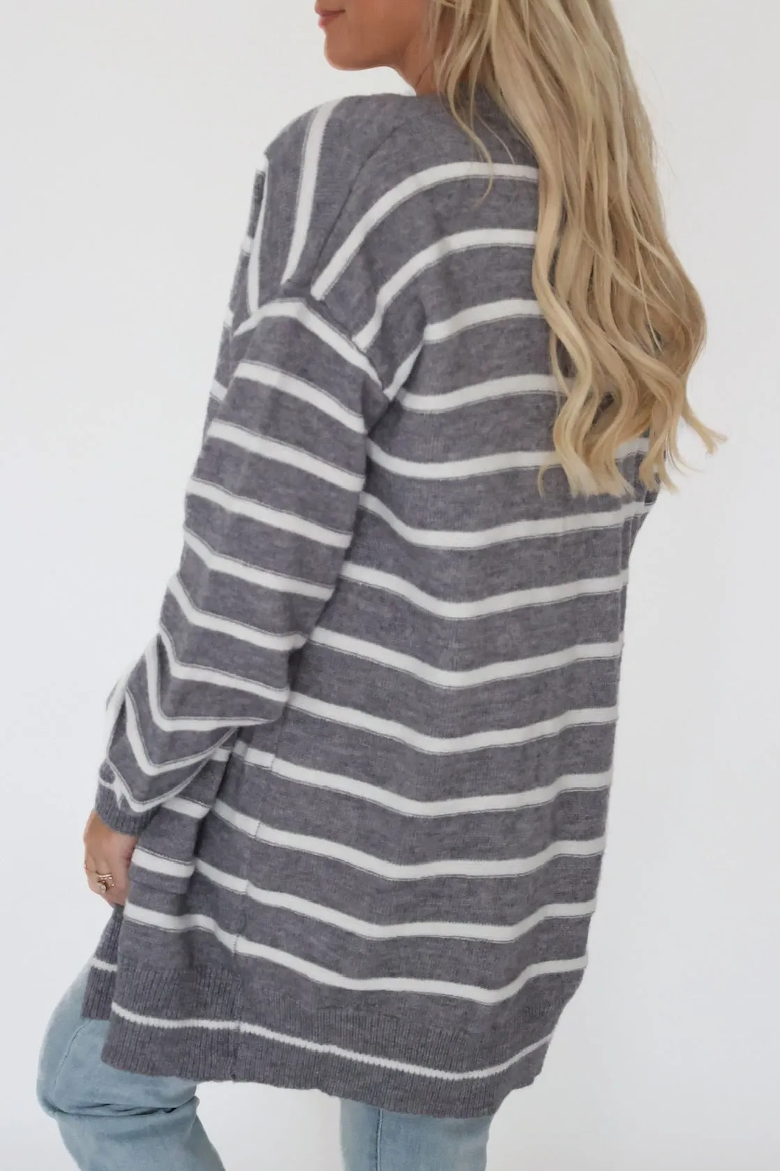 Cozy Days Cardigan - Heather Grey High Collar Design Practical Cold Piece