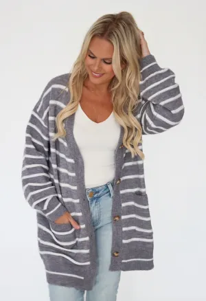 Cozy Days Cardigan - Heather Grey Gloss Free Texture Heat Sealed Seams
