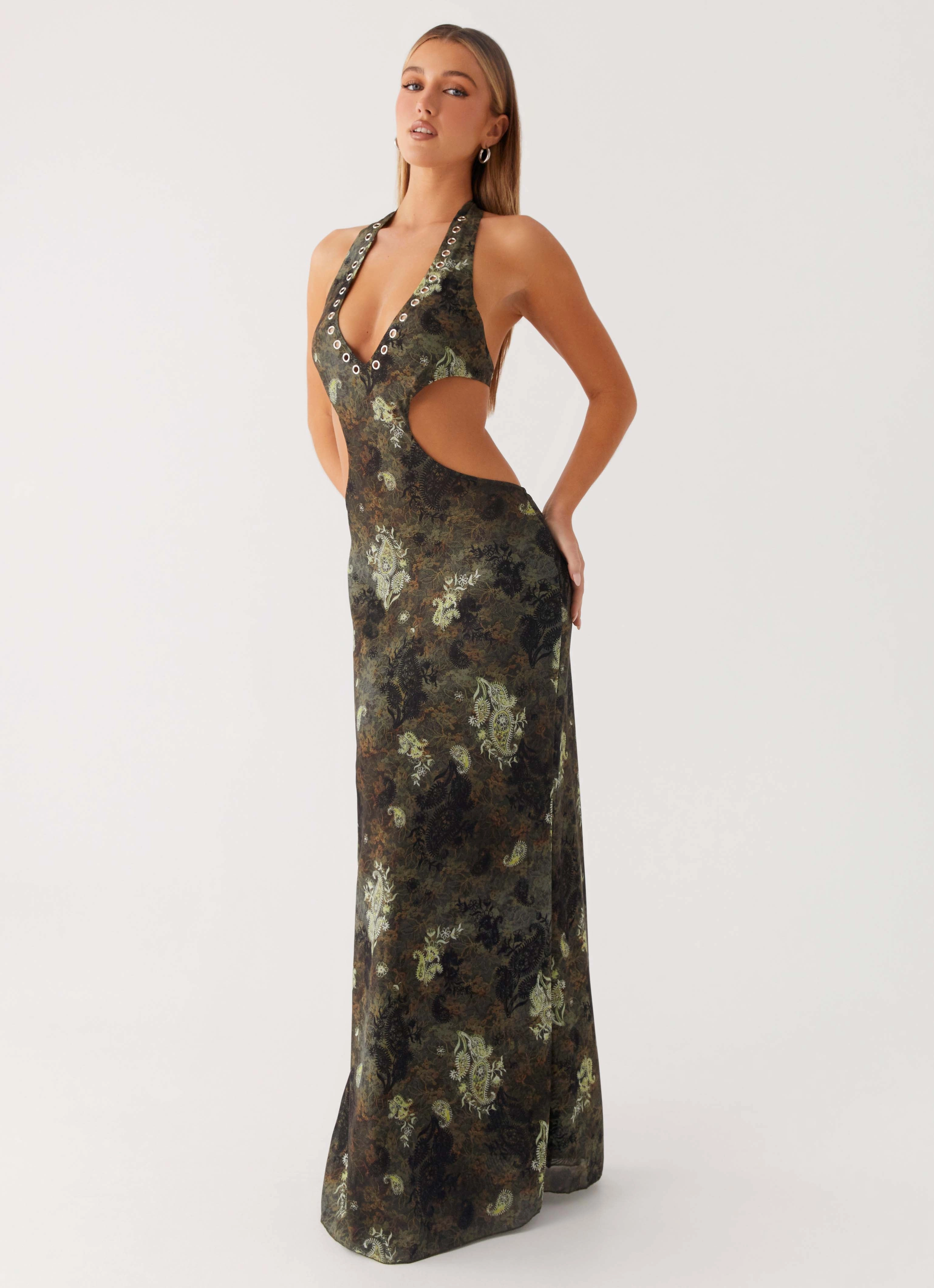 Indra Maxi Dress - Cyber Floral Fall Tone