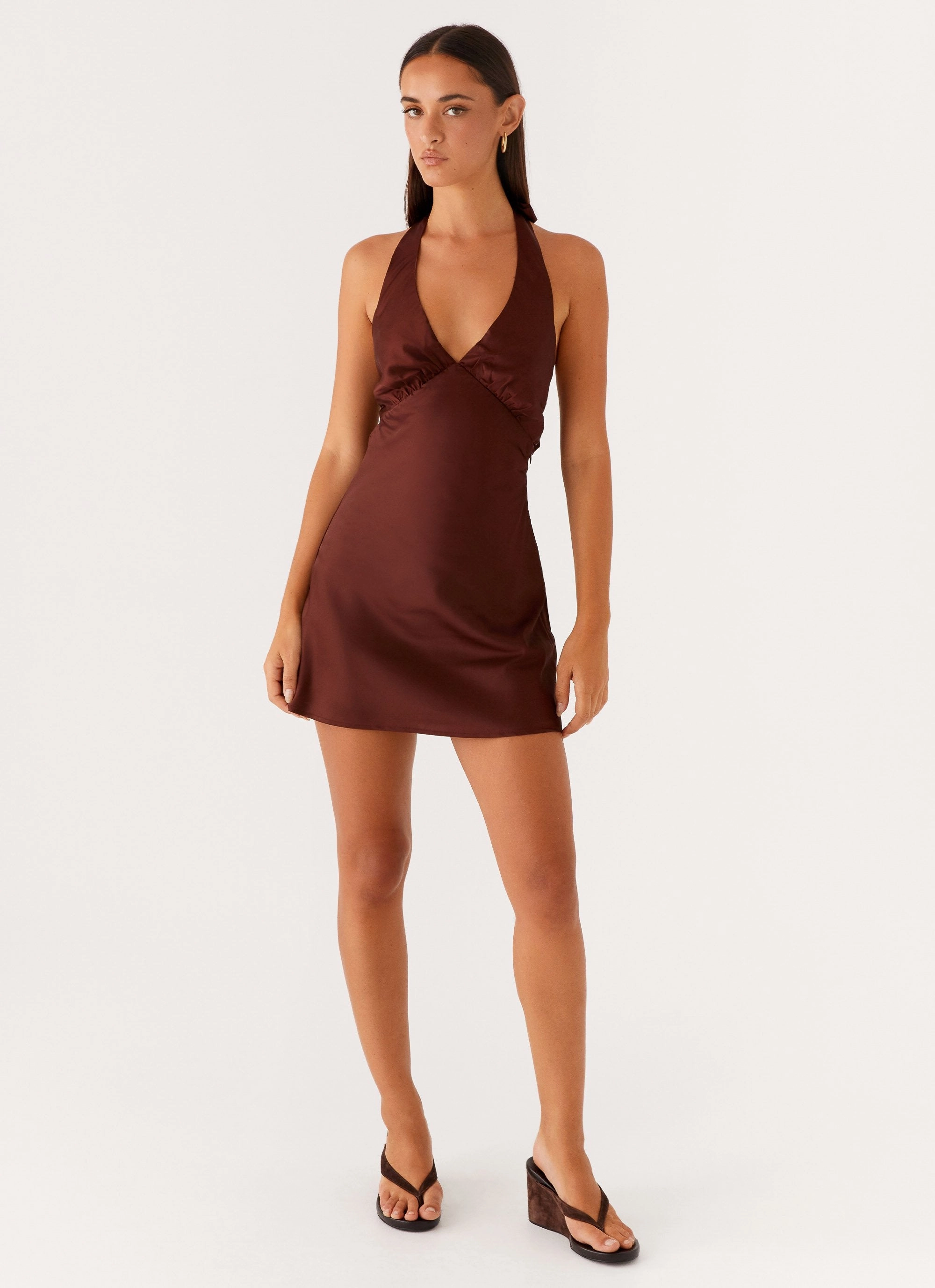 Style Upgrade Heavy Hearted Mini Dress - Chocolate