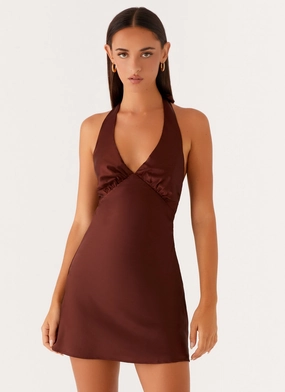 Heavy Hearted Mini Dress - Chocolate Fine Texture Soft-touch daywear