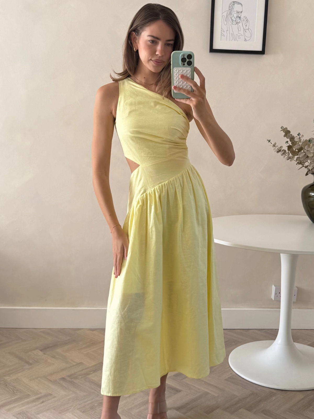 Flattering Design Wear Effortless Look Jasmine Cut Out One Shoulder Dress in Yellow