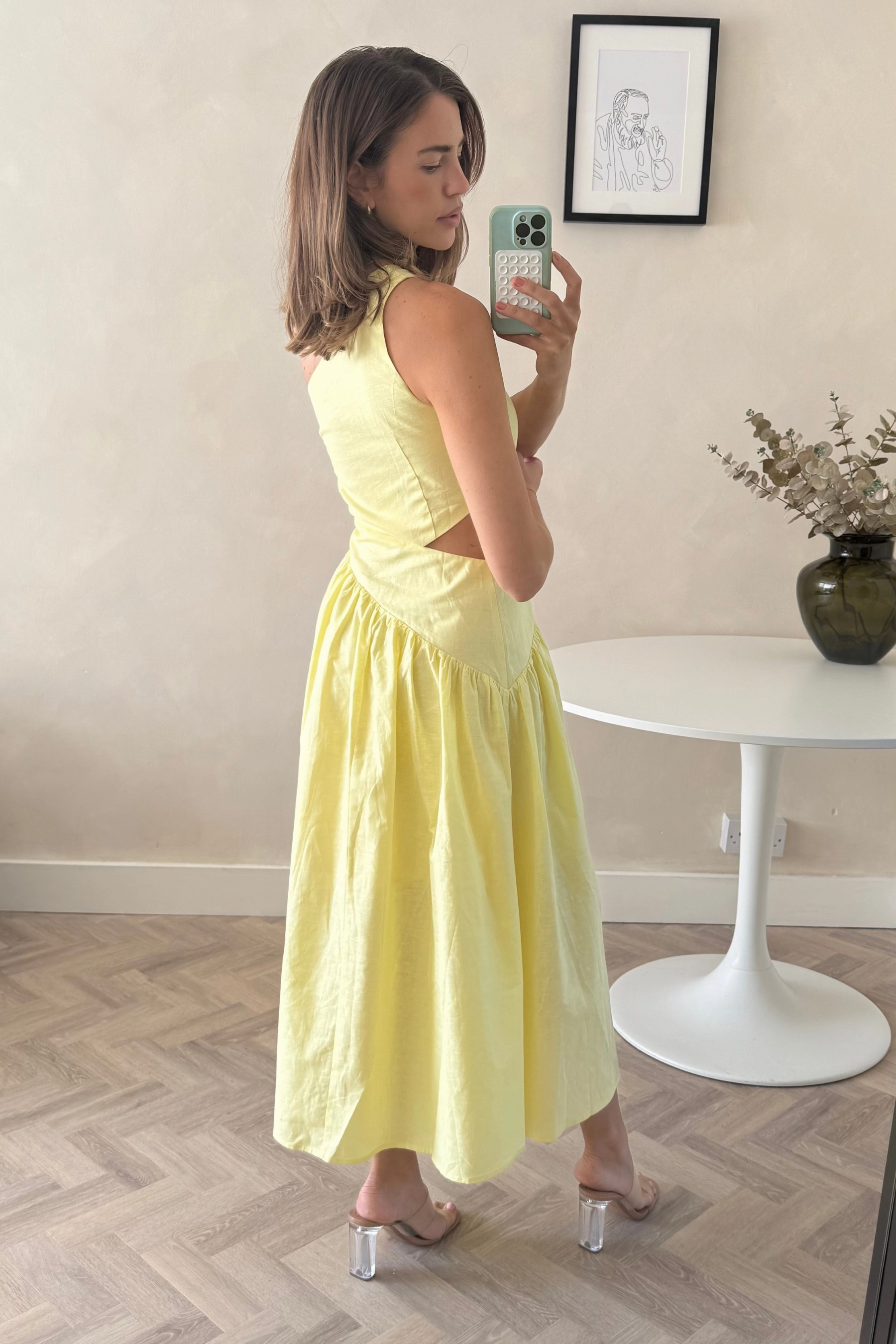 Timeless office dress Jasmine Cut Out One Shoulder Dress in Yellow