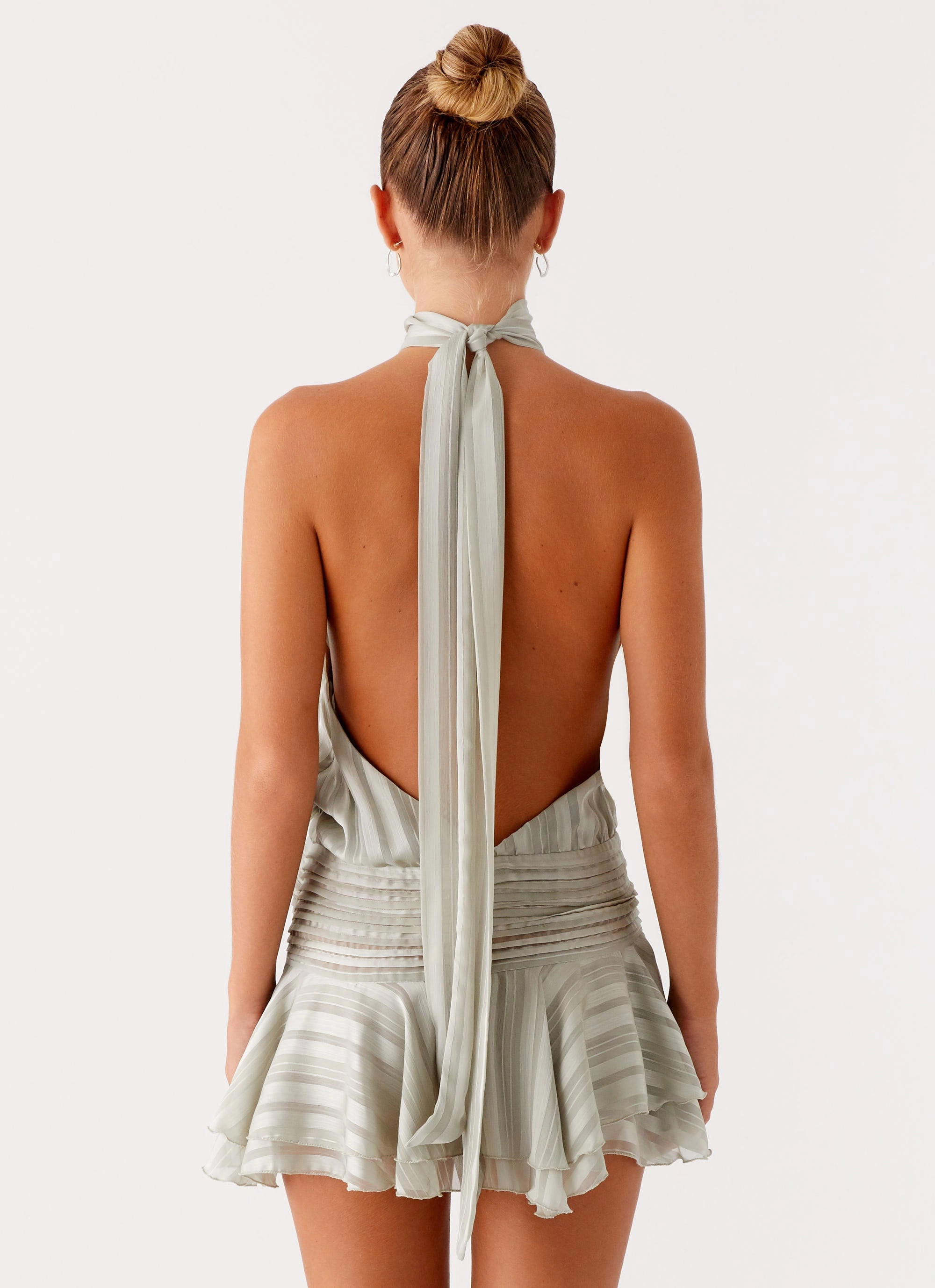 Willow Chiffon Mini Dress - Green Comfortable Waist Design Fit Gentle Texture