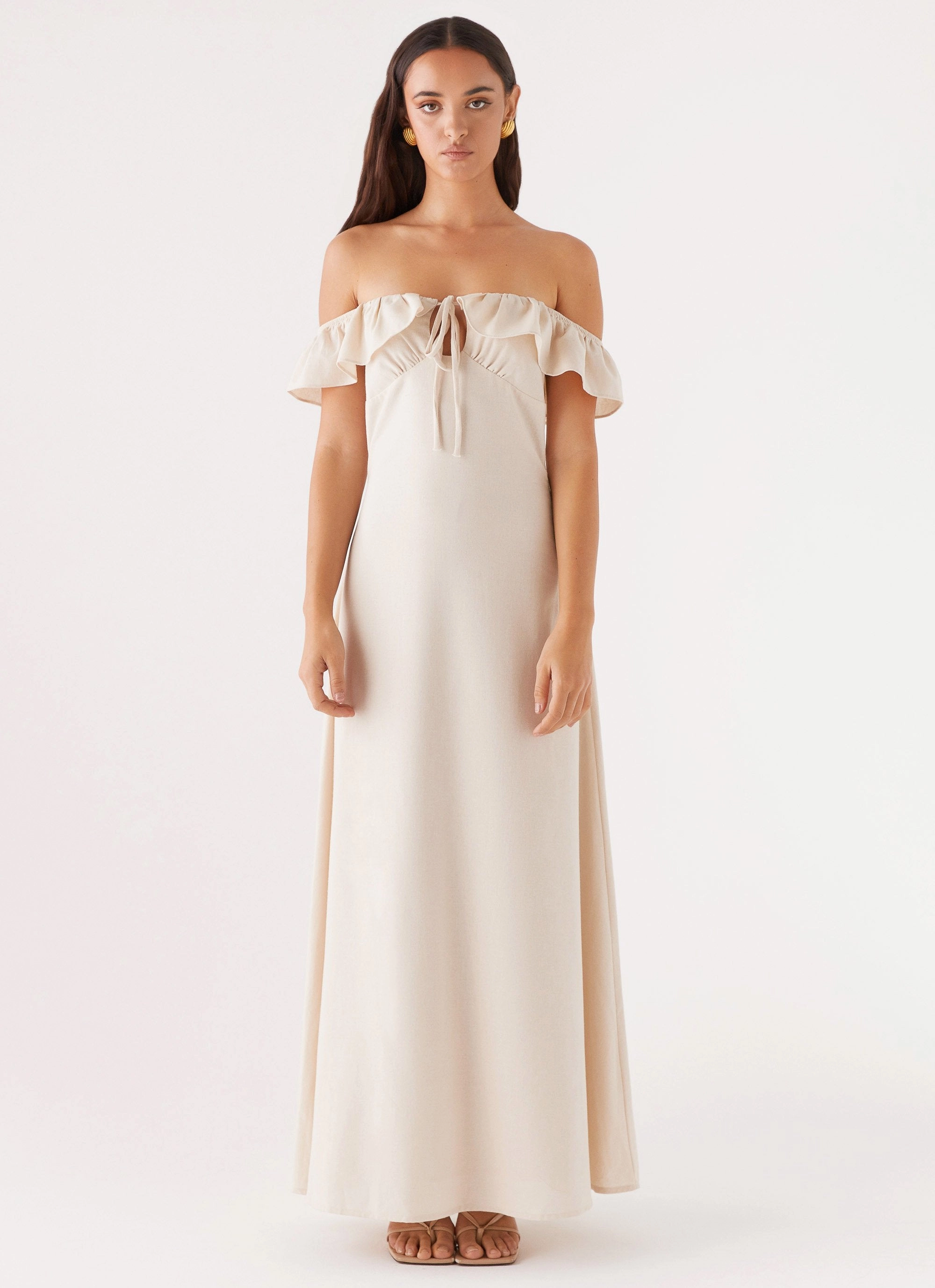 Brunch Tone Amarosa Linen Maxi Dress - Natural