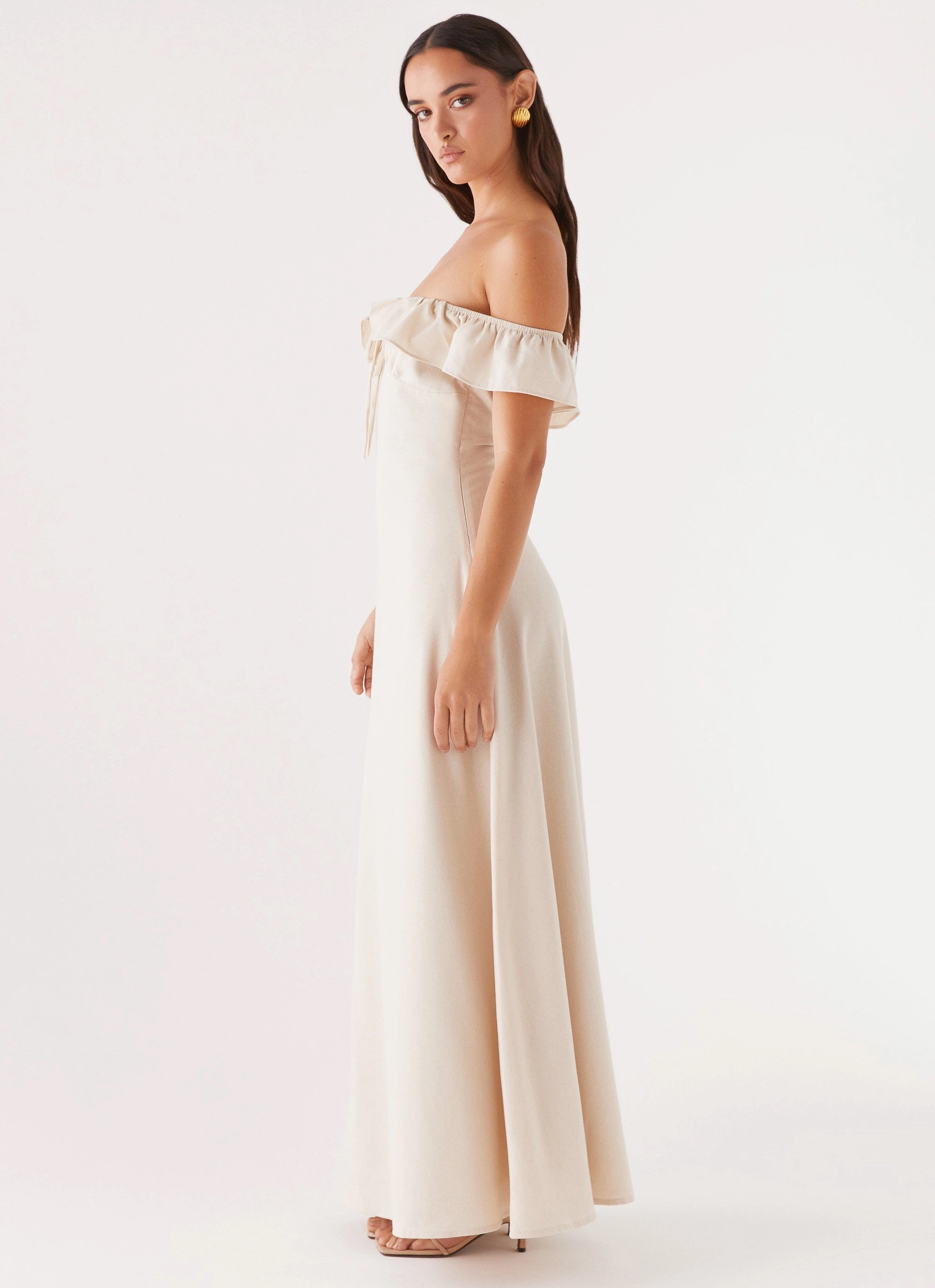 Amarosa Linen Maxi Dress - Natural Tulle Air