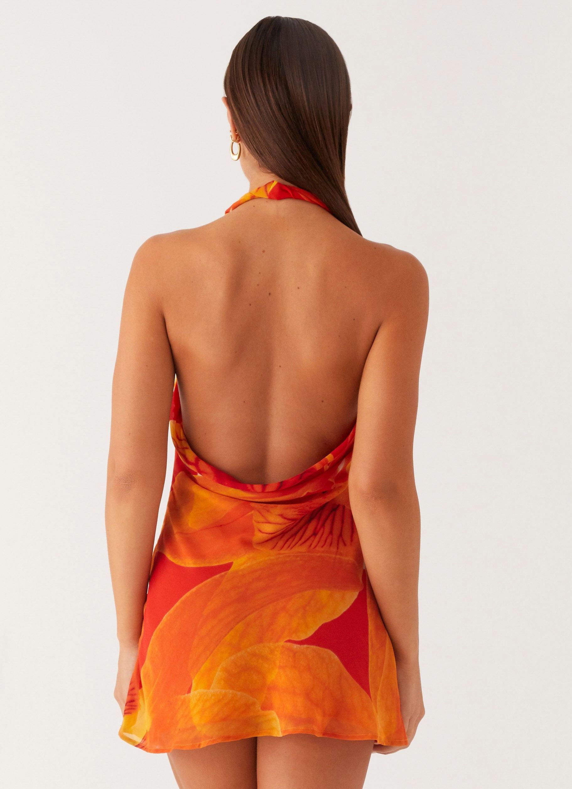 Solar Beam Cowl Mini Dress - Serene Orange Light and Comfortable Wear