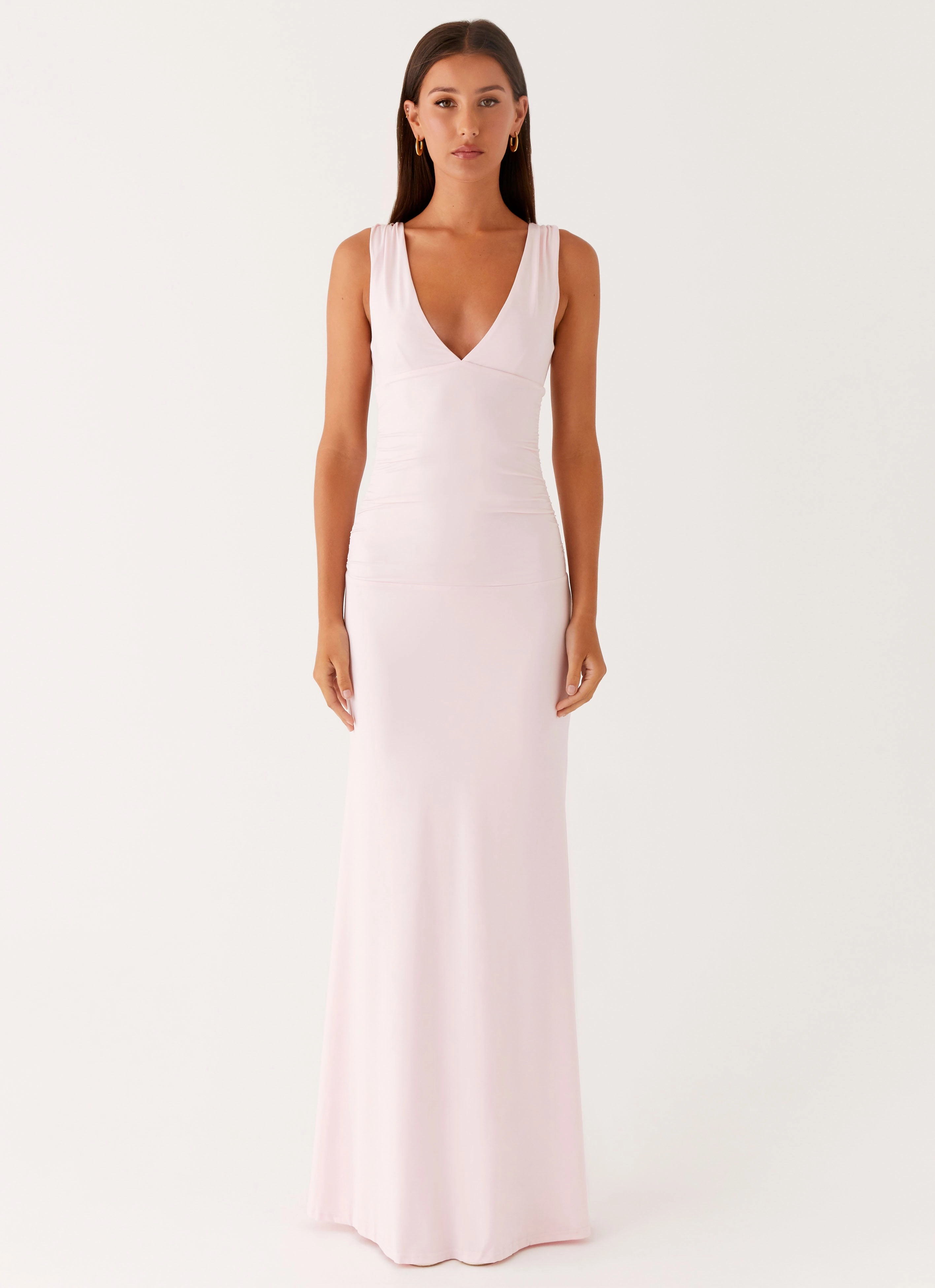 Smart and Elegant Cherry Sky Maxi Dress - Baby Pink