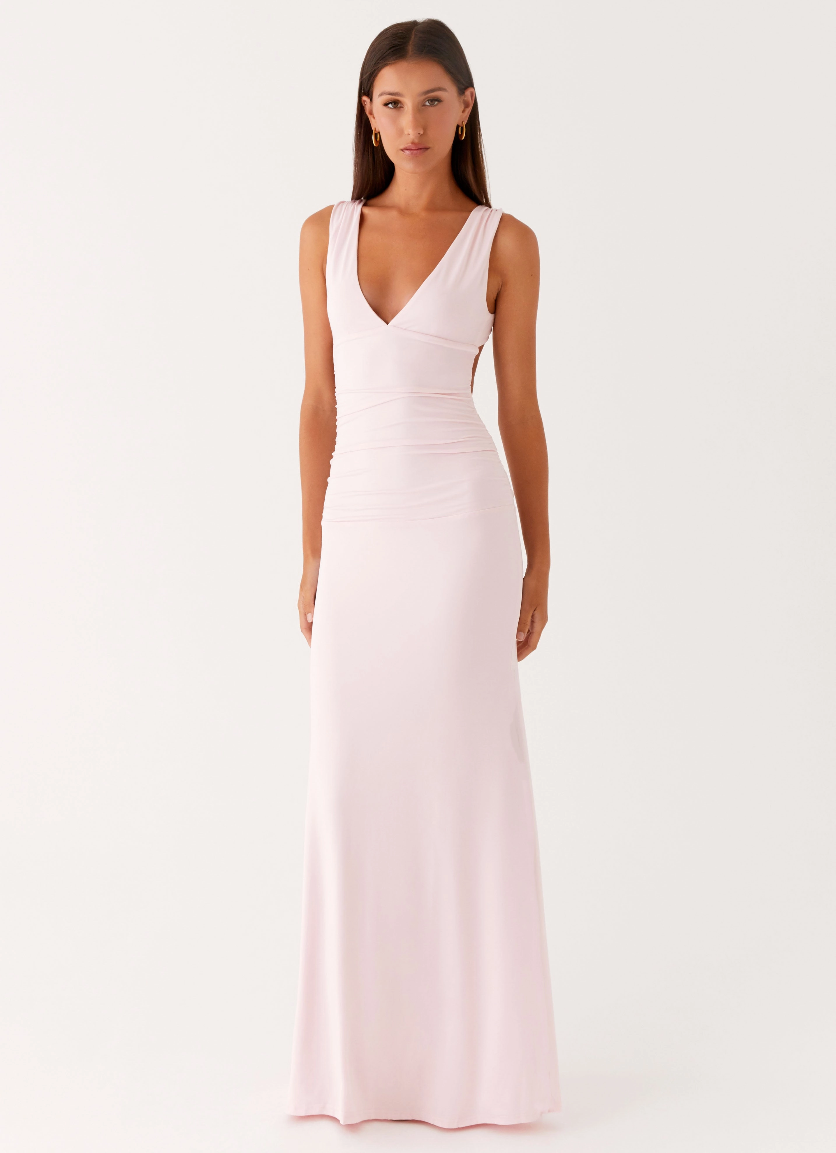 Perfect Design Chic and Elegant Cherry Sky Maxi Dress - Baby Pink