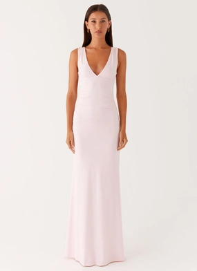 Smart and Elegant Cherry Sky Maxi Dress - Baby Pink