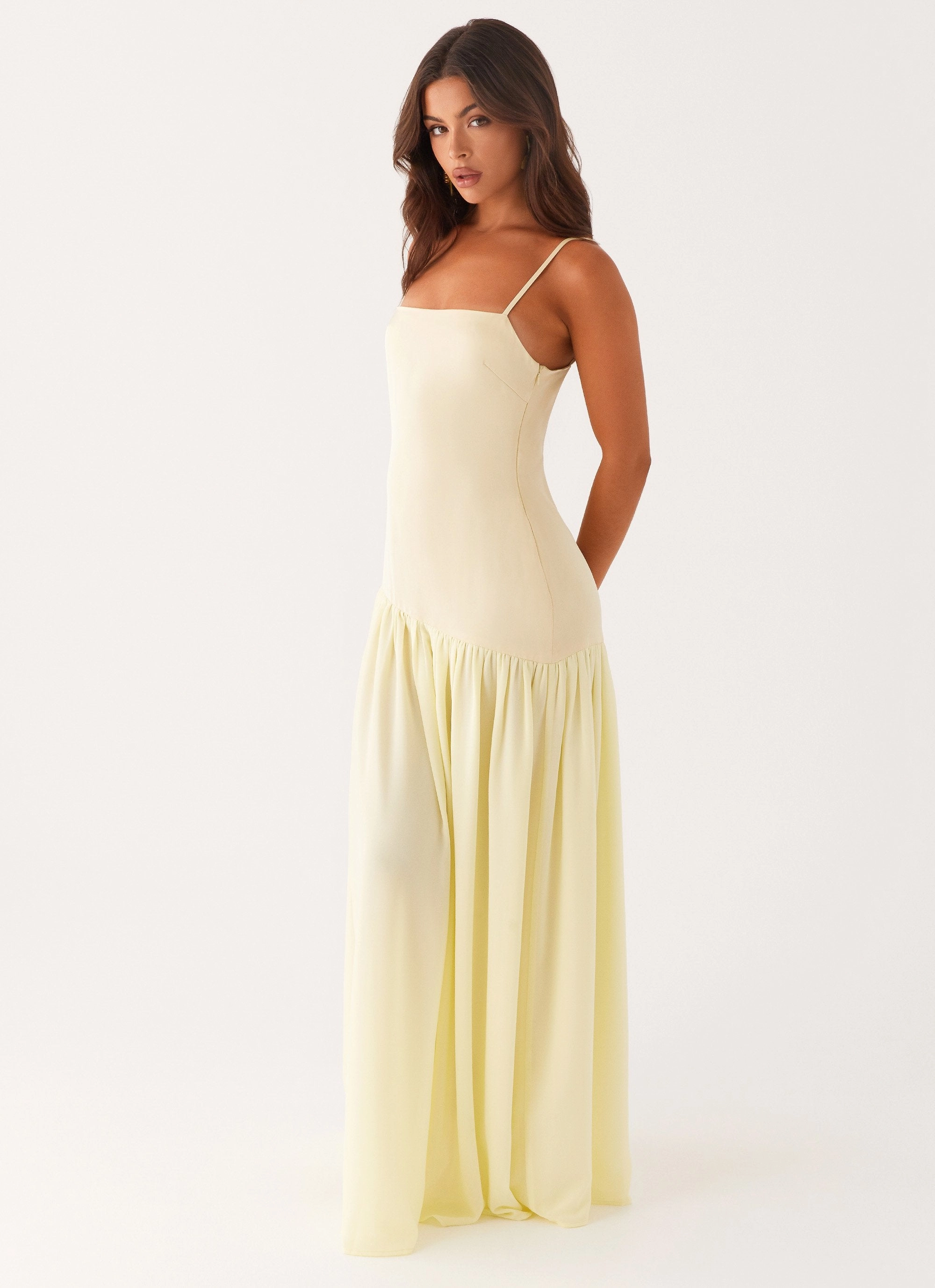 Soul Warm Lace-Sleeve Asteria Maxi Dress - Yellow