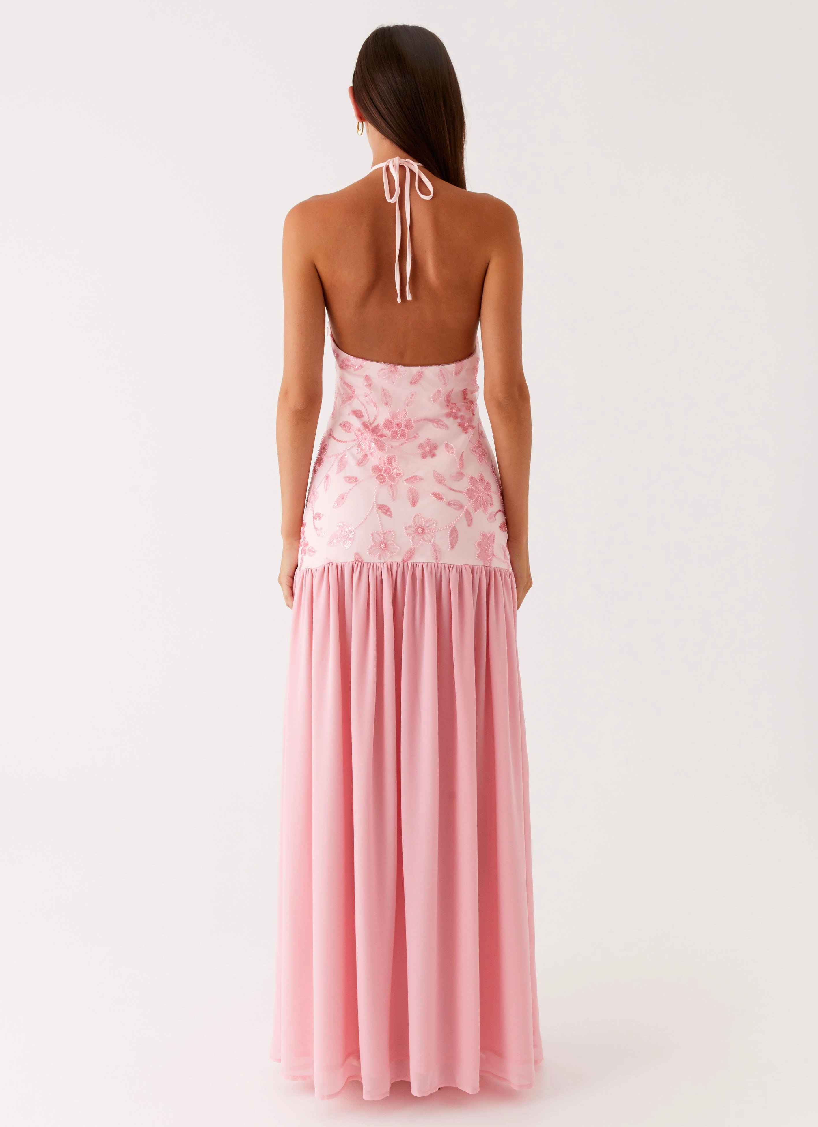 Janelle Beaded Maxi Dress - Pink Soft Shine Happy Glow