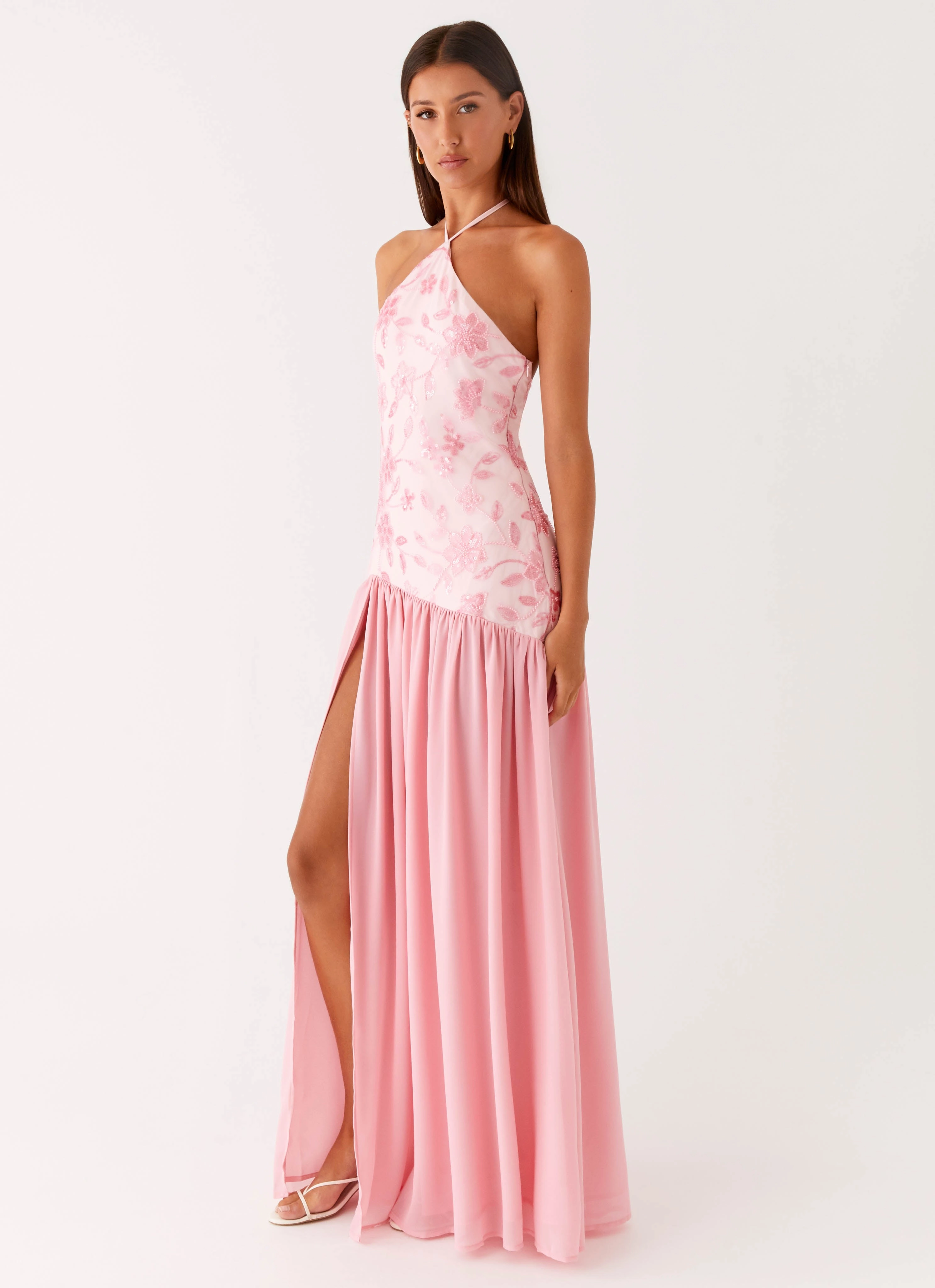 Janelle Beaded Maxi Dress - Pink Lightweight warm-weather dress