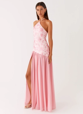 Janelle Beaded Maxi Dress - Pink Lightweight warm-weather dress