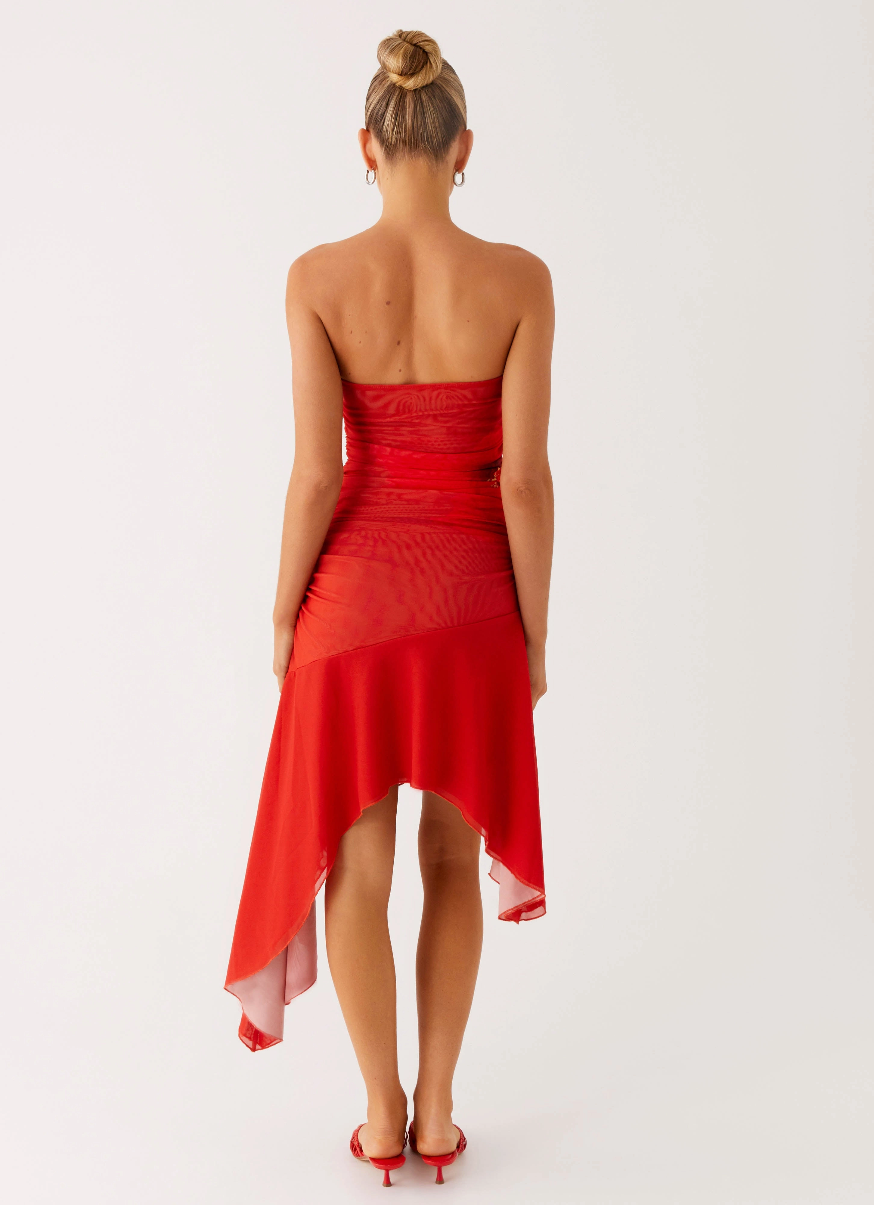 Soft Drape Think About It Midi Dress - Fire Red