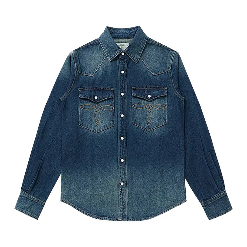 Slim fit western denim shirt with stitching