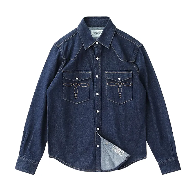 Slim fit western denim shirt with stitching