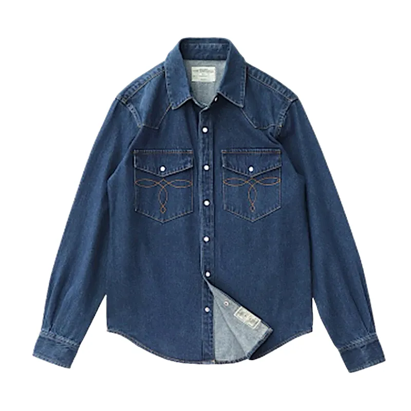 Slim fit western denim shirt with stitching