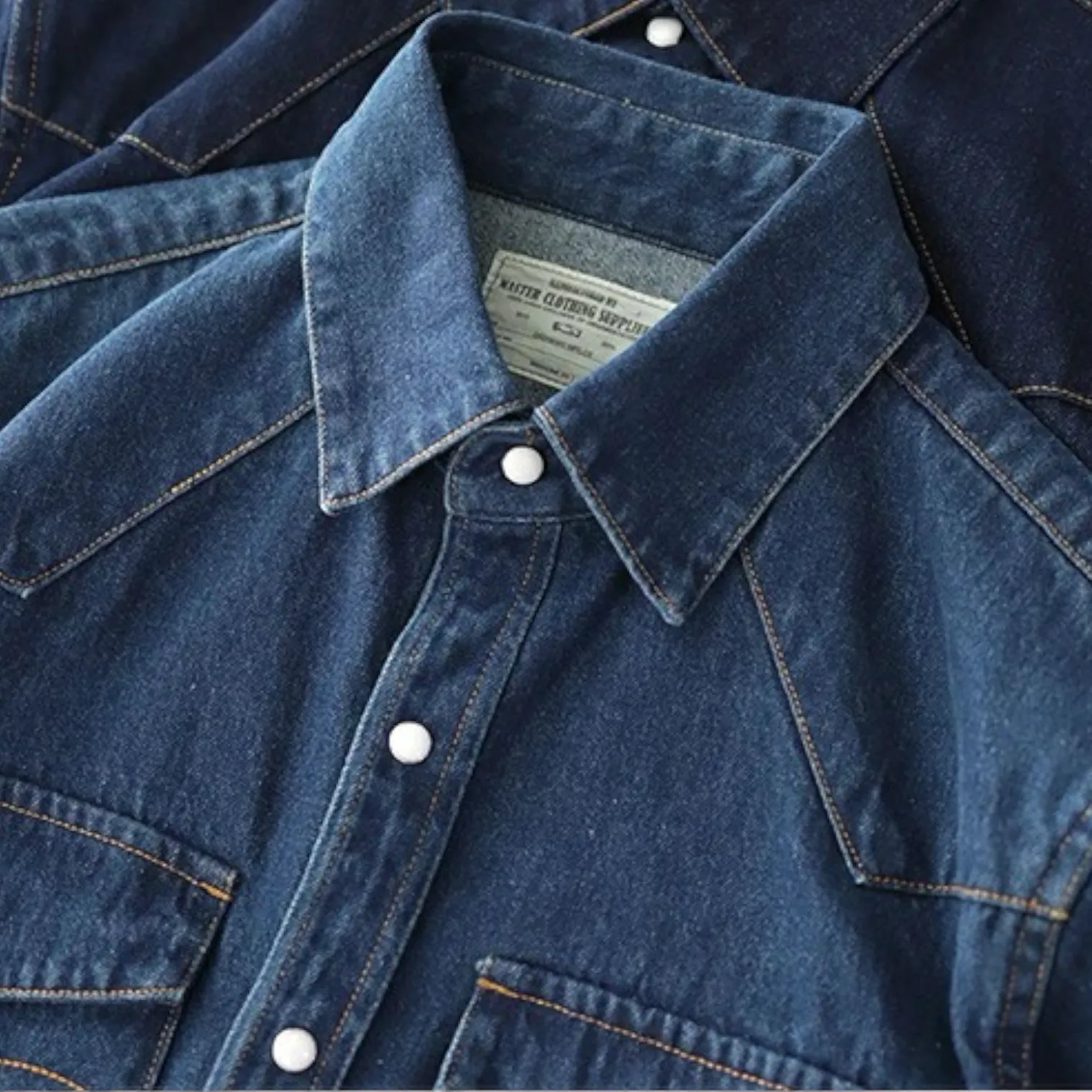 Slim fit western denim shirt with stitching