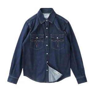 Slim fit western denim shirt with stitching