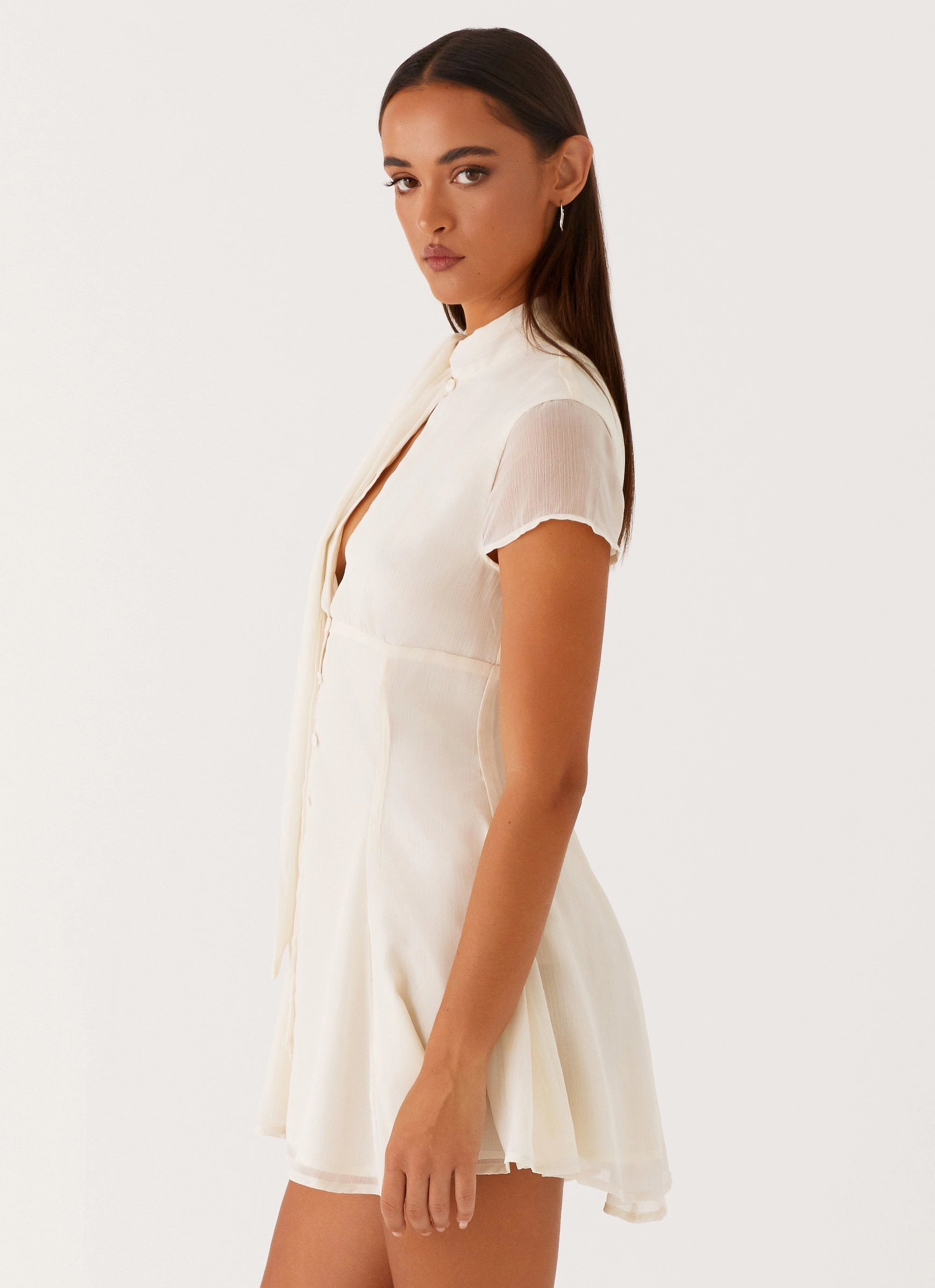 Karling Mini Dress - Ivory Classic Flow Airy Silk