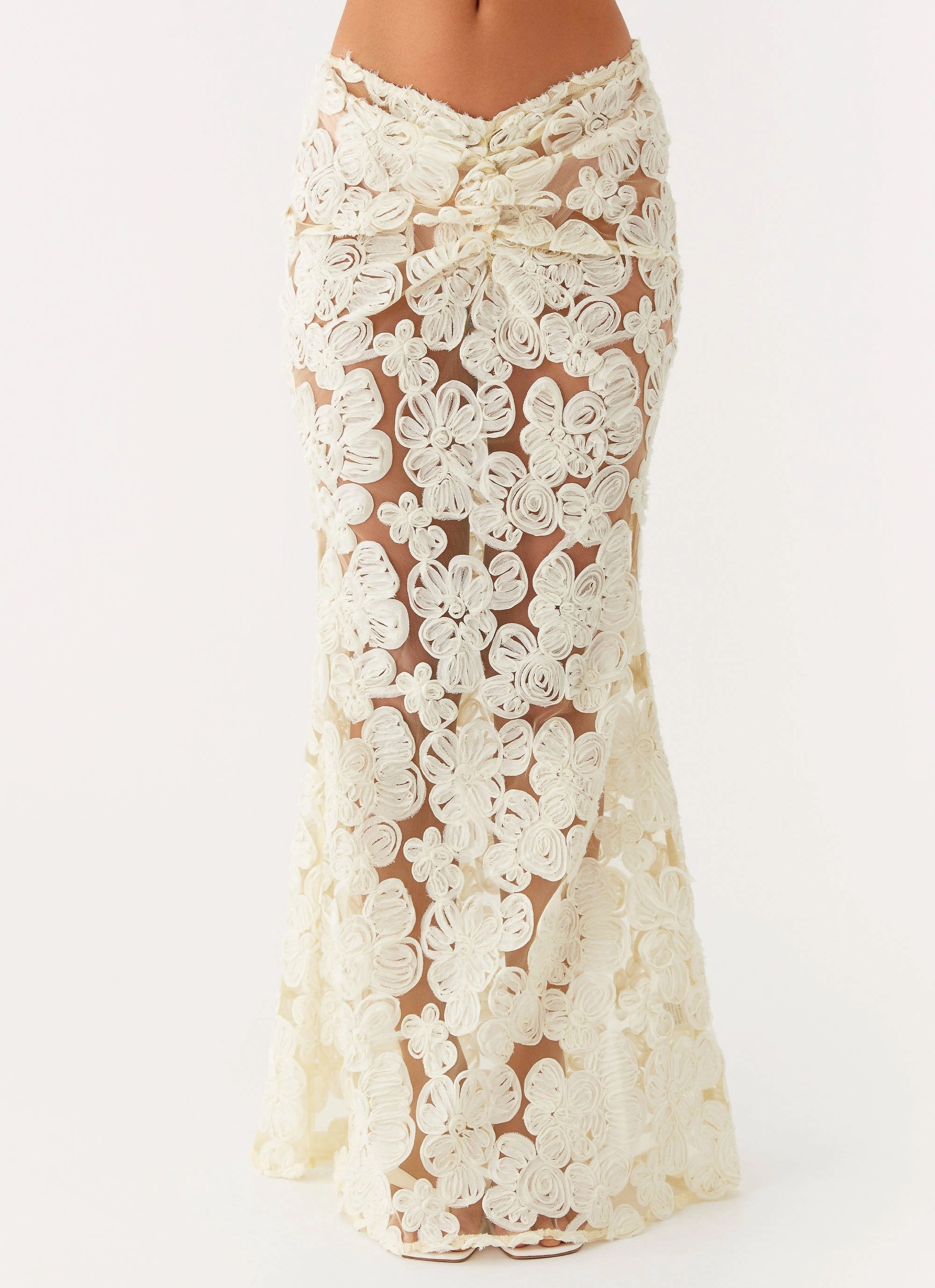 Fiorella Floret Maxi Skirt - Yellow Two Tone Trim