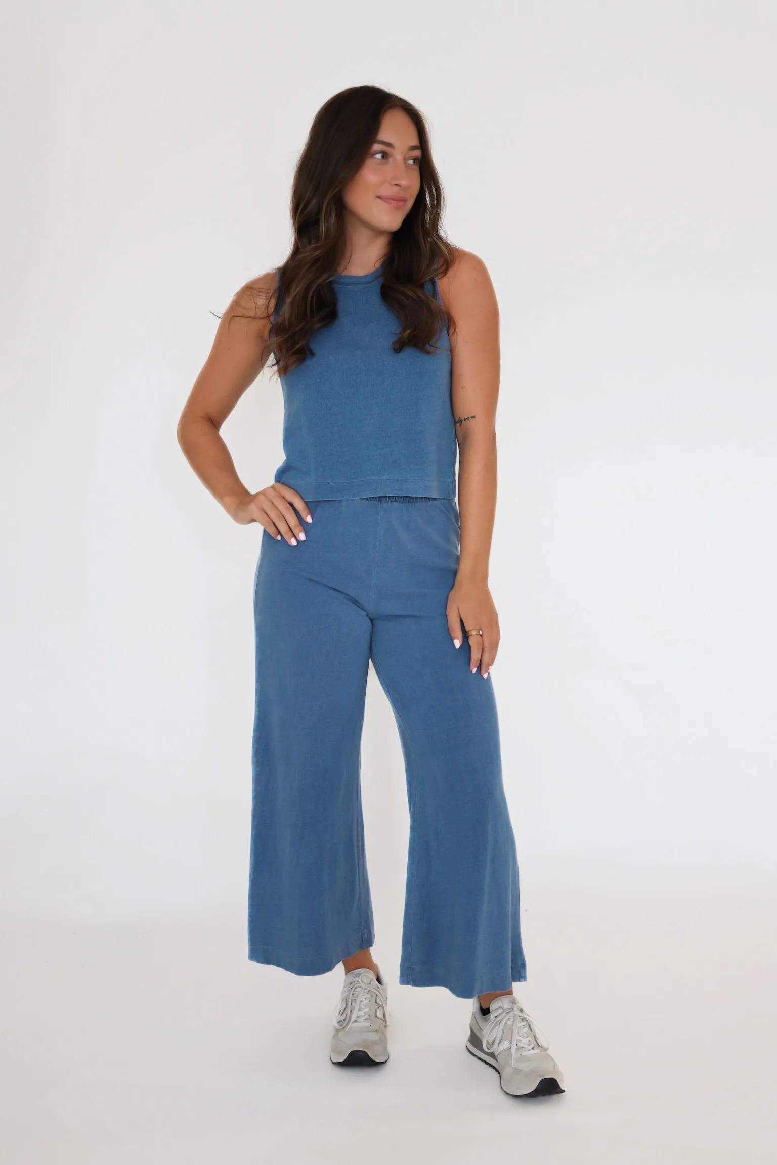 Sloane Jersey Denim Tank- Vintage Indigo Cozy Sweatshirt LightweightLayeredFabric