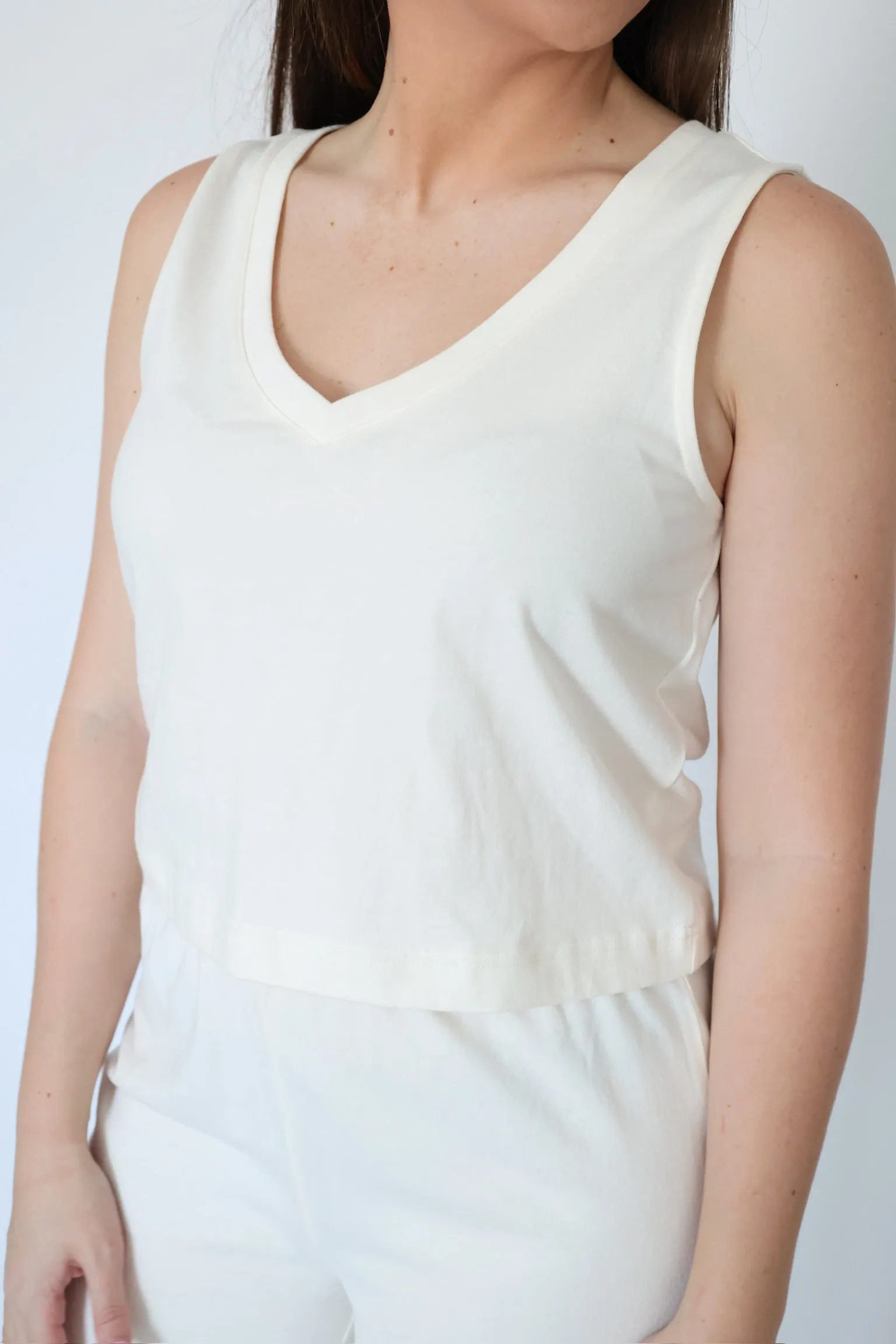 StretchFit Sloane V-Neck Tank - Sea Salt (FINAL SALE)