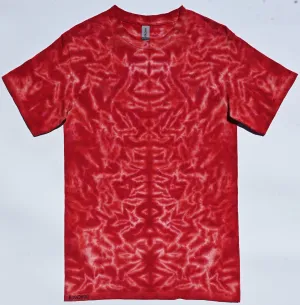 Small Rorschach Scrunch in Reds Tie Dye on a Gildan Ultra Cotton PFD (Prepared for Dye) T-Shirt