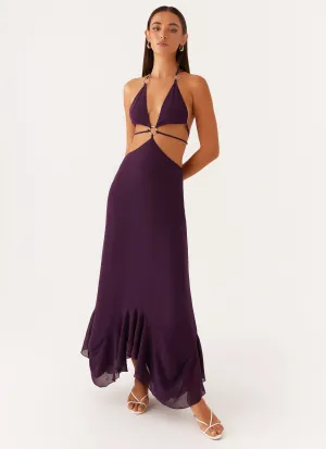 Bronx Halterneck Maxi Dress - Mulberry Cool Structure Pure Motion