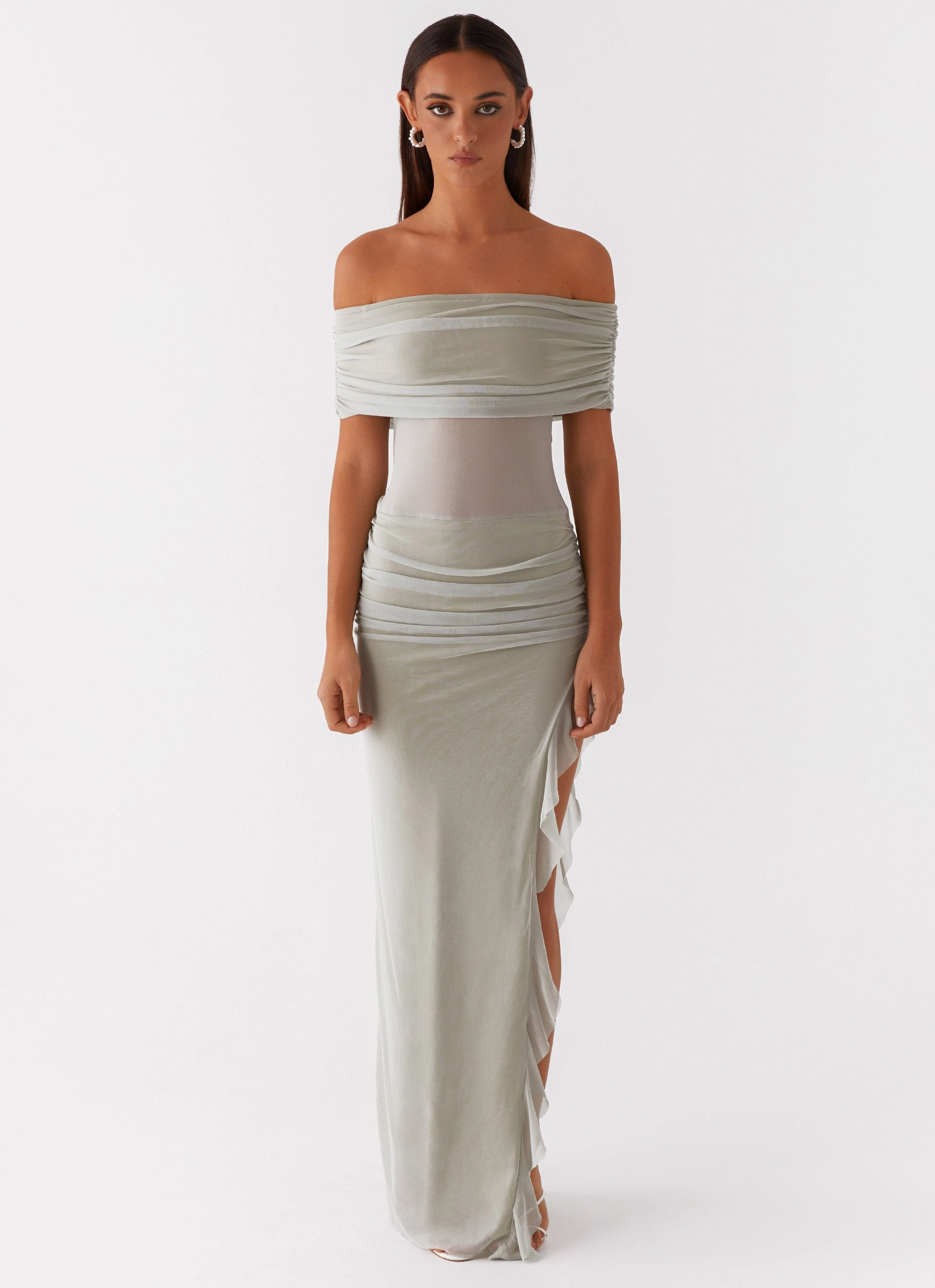 Casual Essential Nelly Off Shoulder Maxi Dress - Pistachio