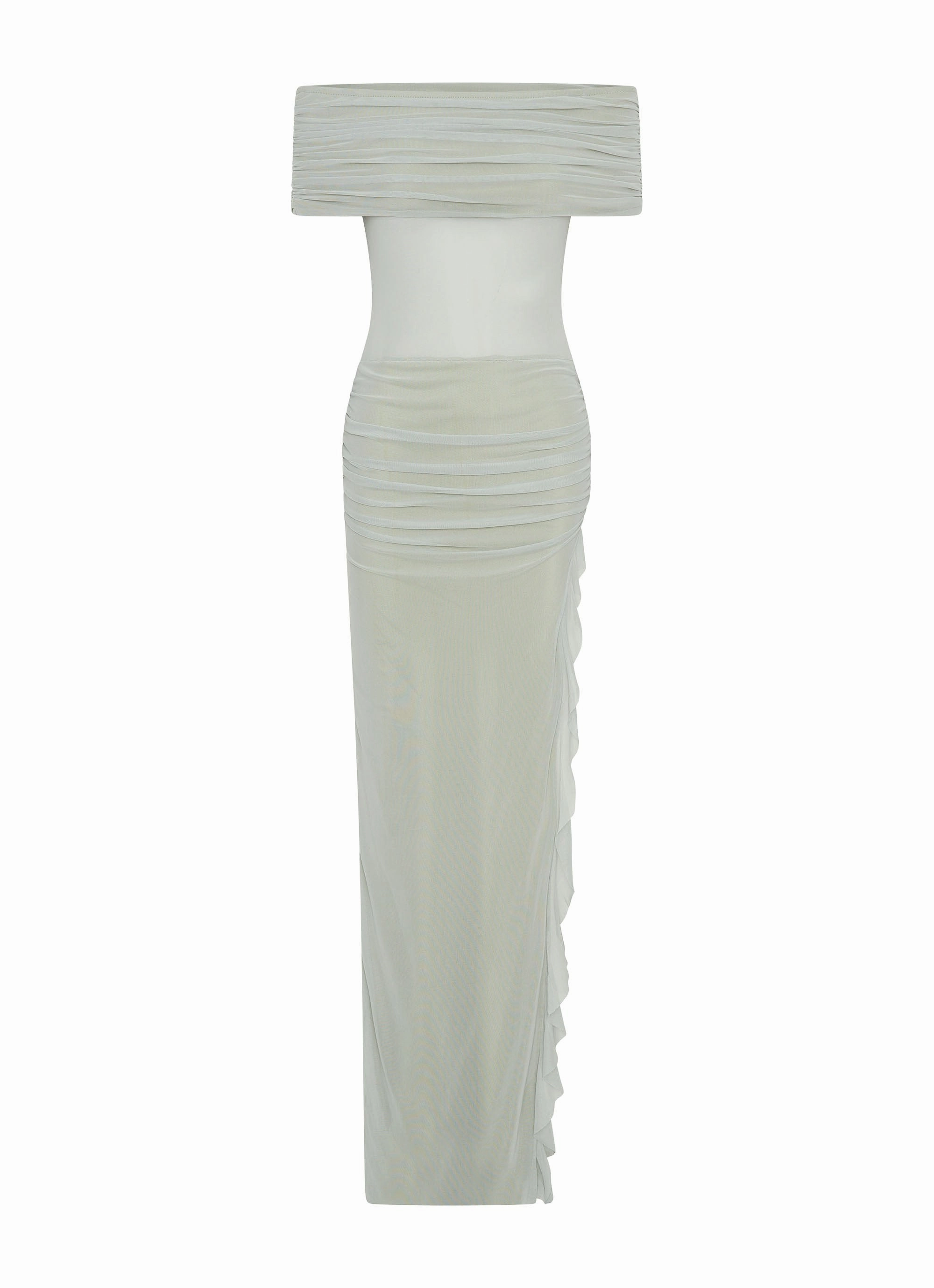 Timeless Waist Nelly Off Shoulder Maxi Dress - Pistachio