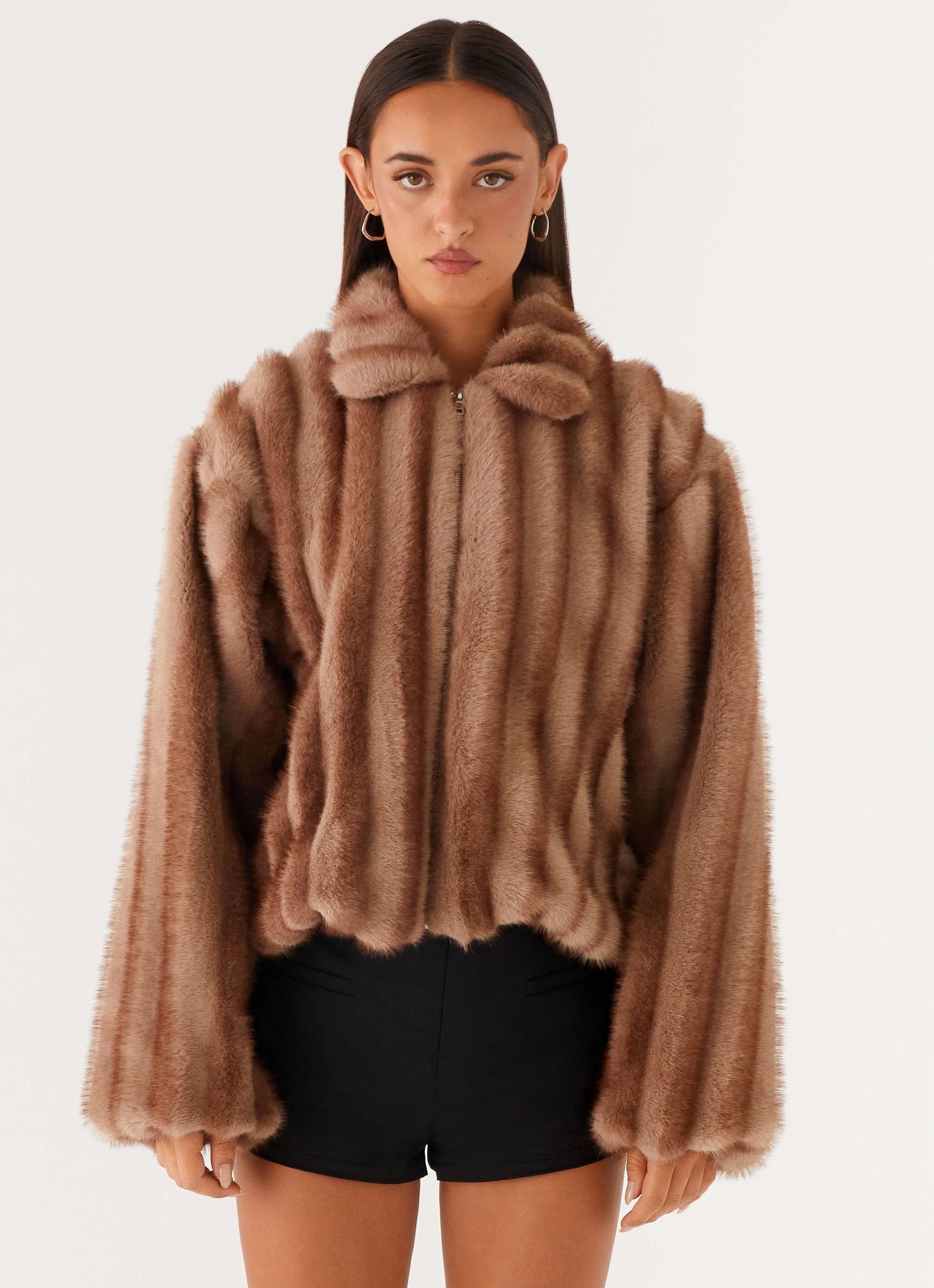 Sleek Layers Naylor Faux Fur Jacket - Brown