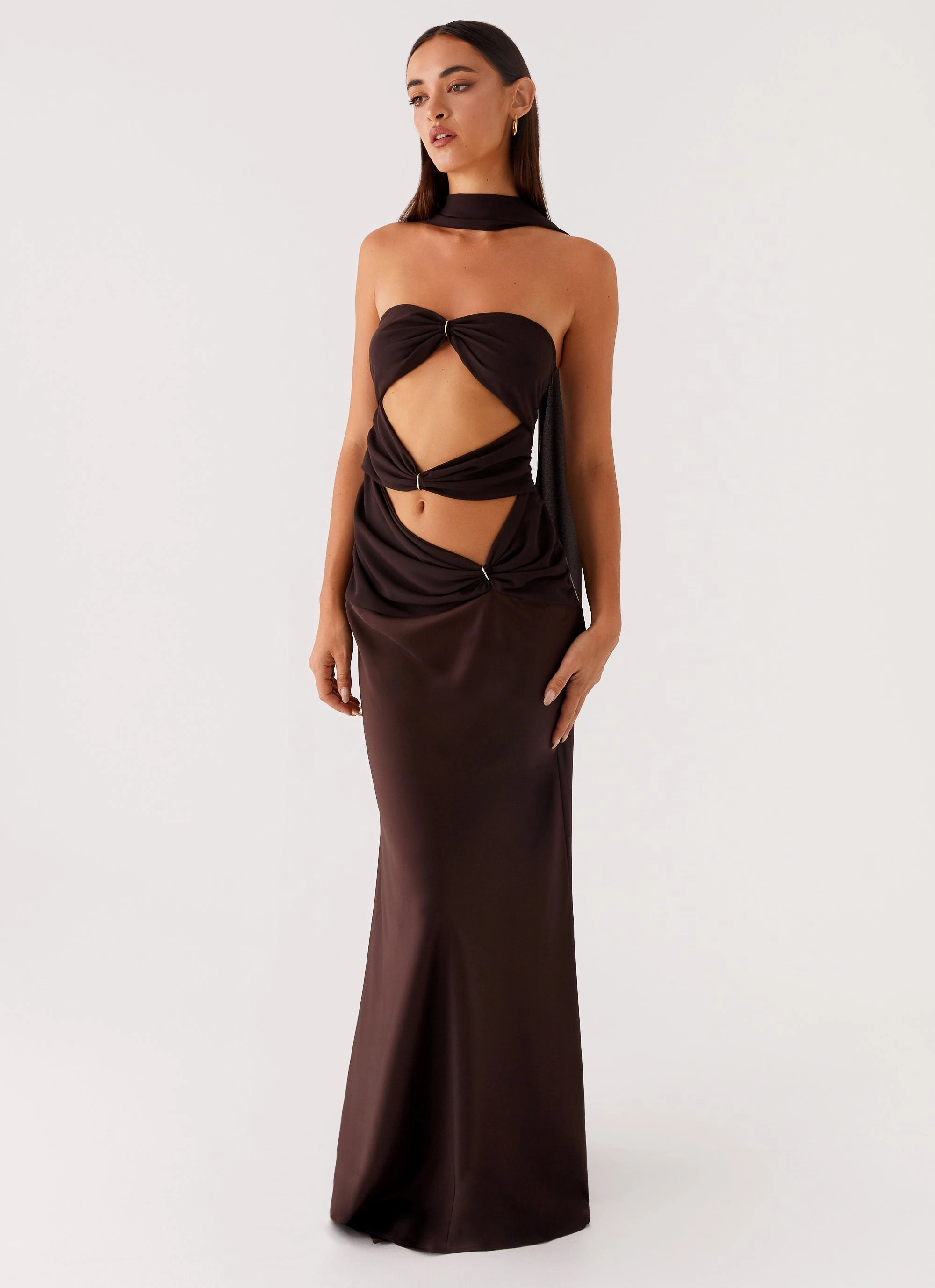 Soft Shape Alaine Scarf Maxi Dress - Dark Chocolate
