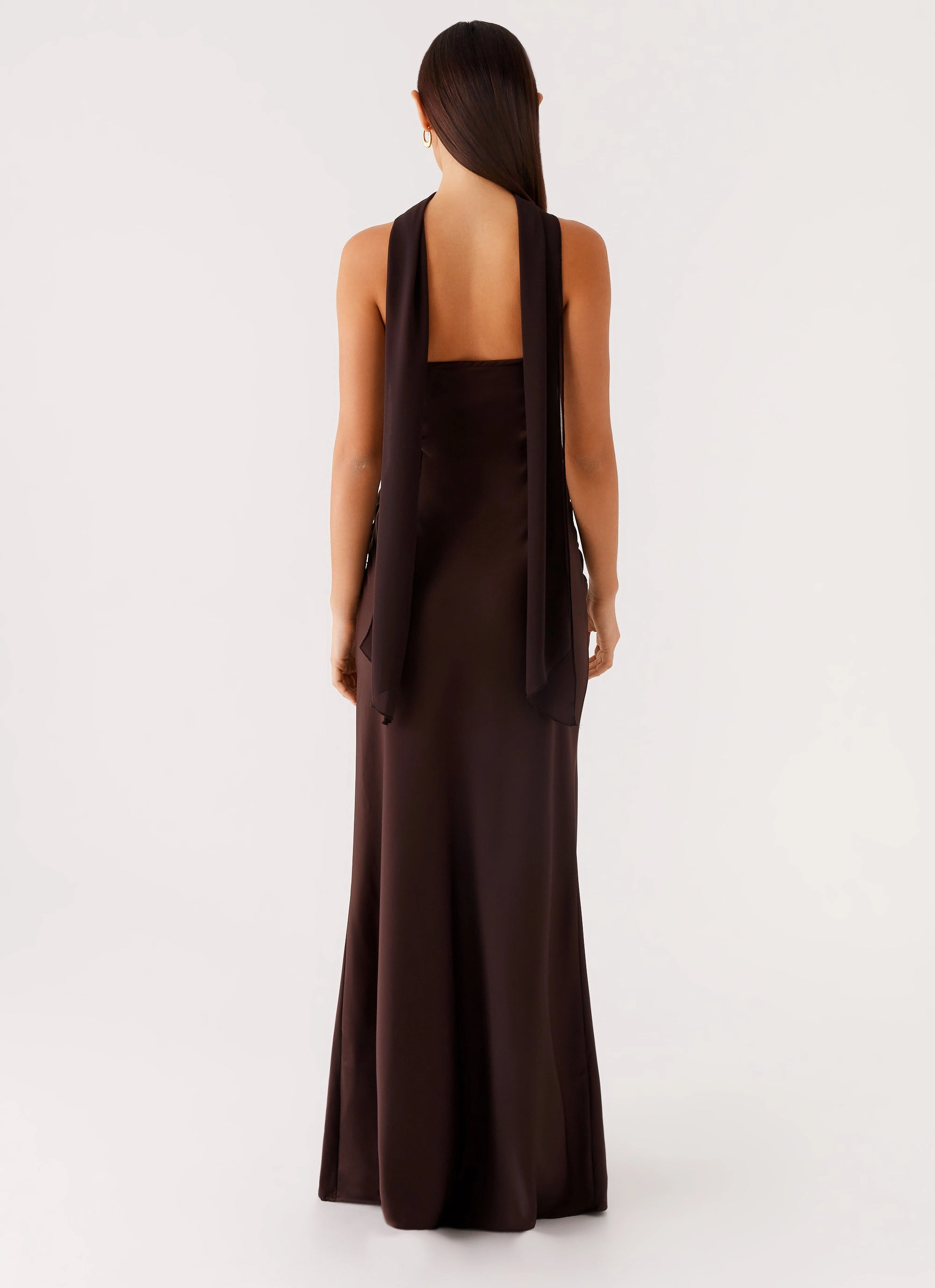 Alaine Scarf Maxi Dress - Dark Chocolate Feminine Line