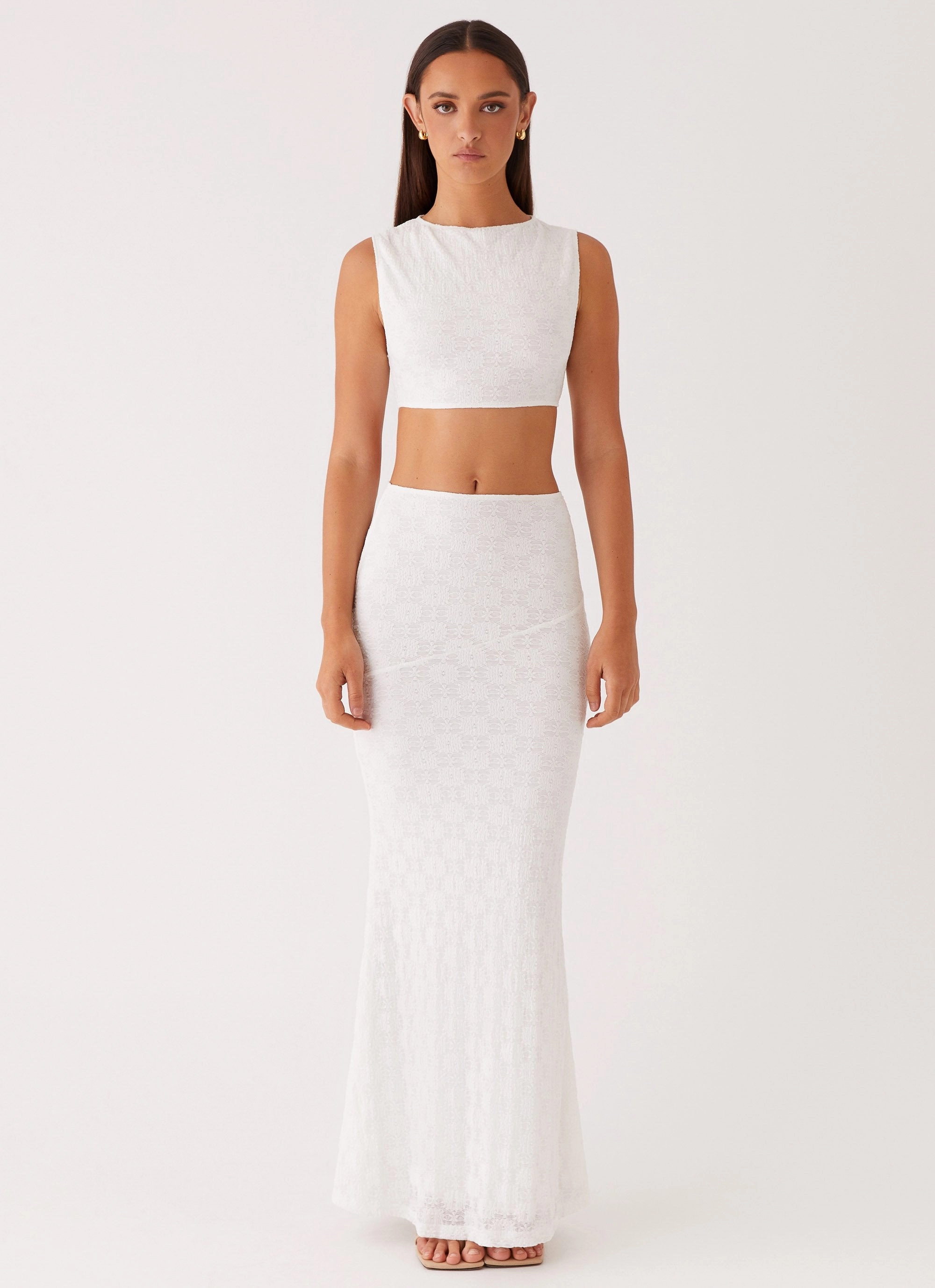 Issey Maxi Skirt - White Subtle Details Clean Style