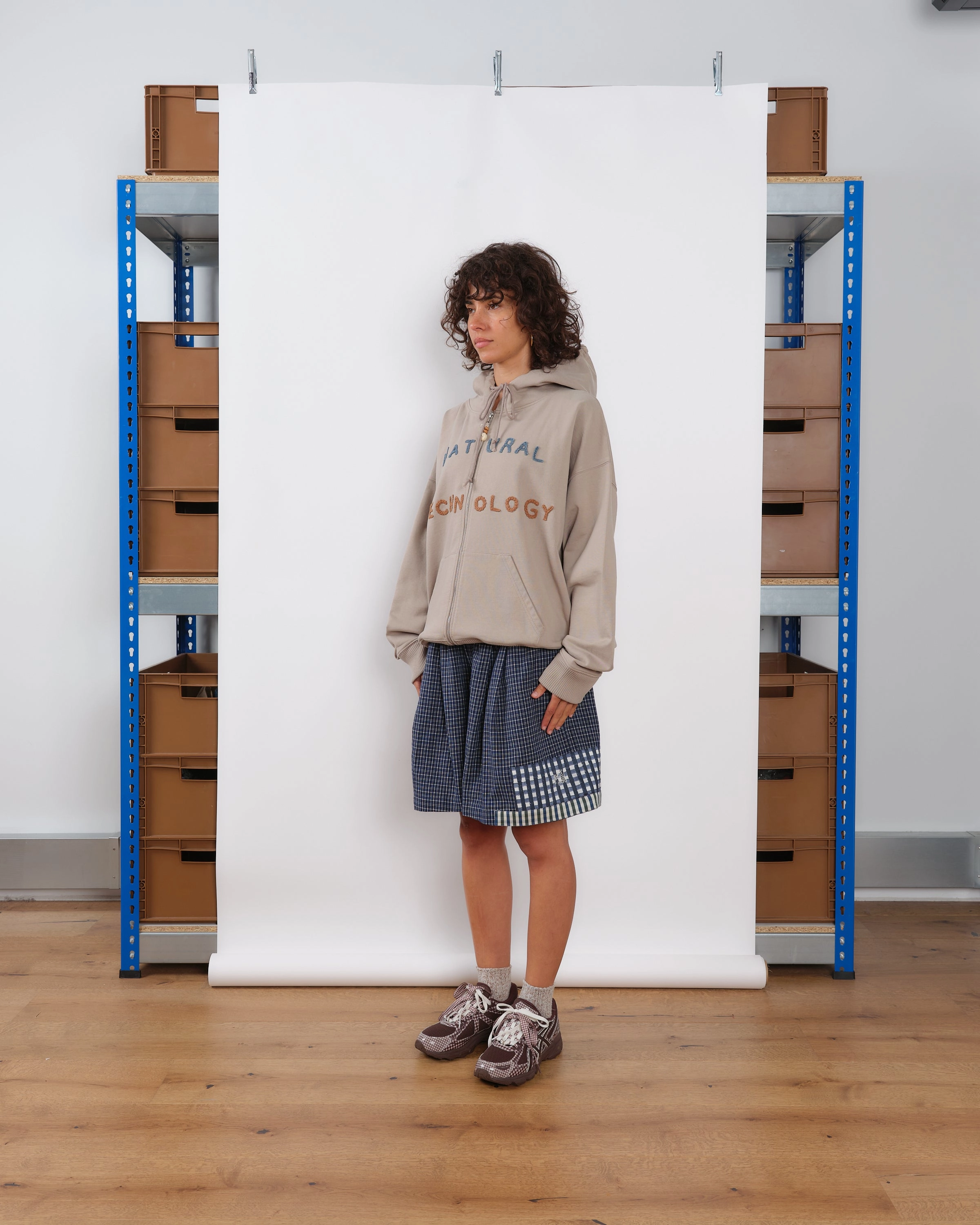 Geo Zip Hoodie - Soft Grey Soft Draping