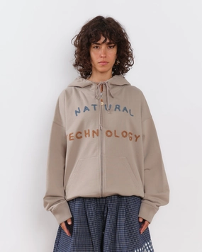 Geo Zip Hoodie - Soft Grey Rhinestone-Detail