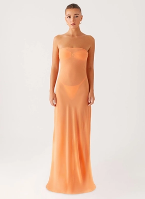 Vibrant Design Mattie Strapless Maxi Dress - Orange