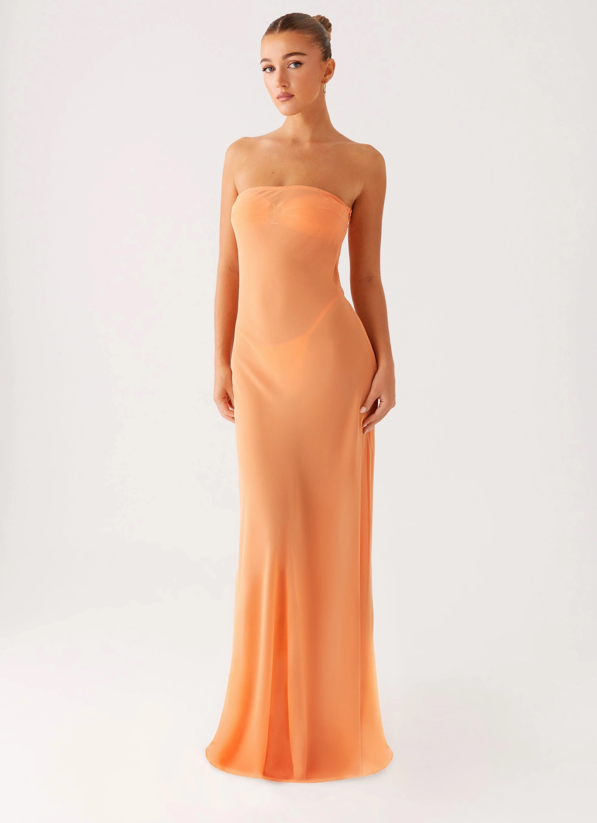 Edgy vibes Mattie Strapless Maxi Dress - Orange