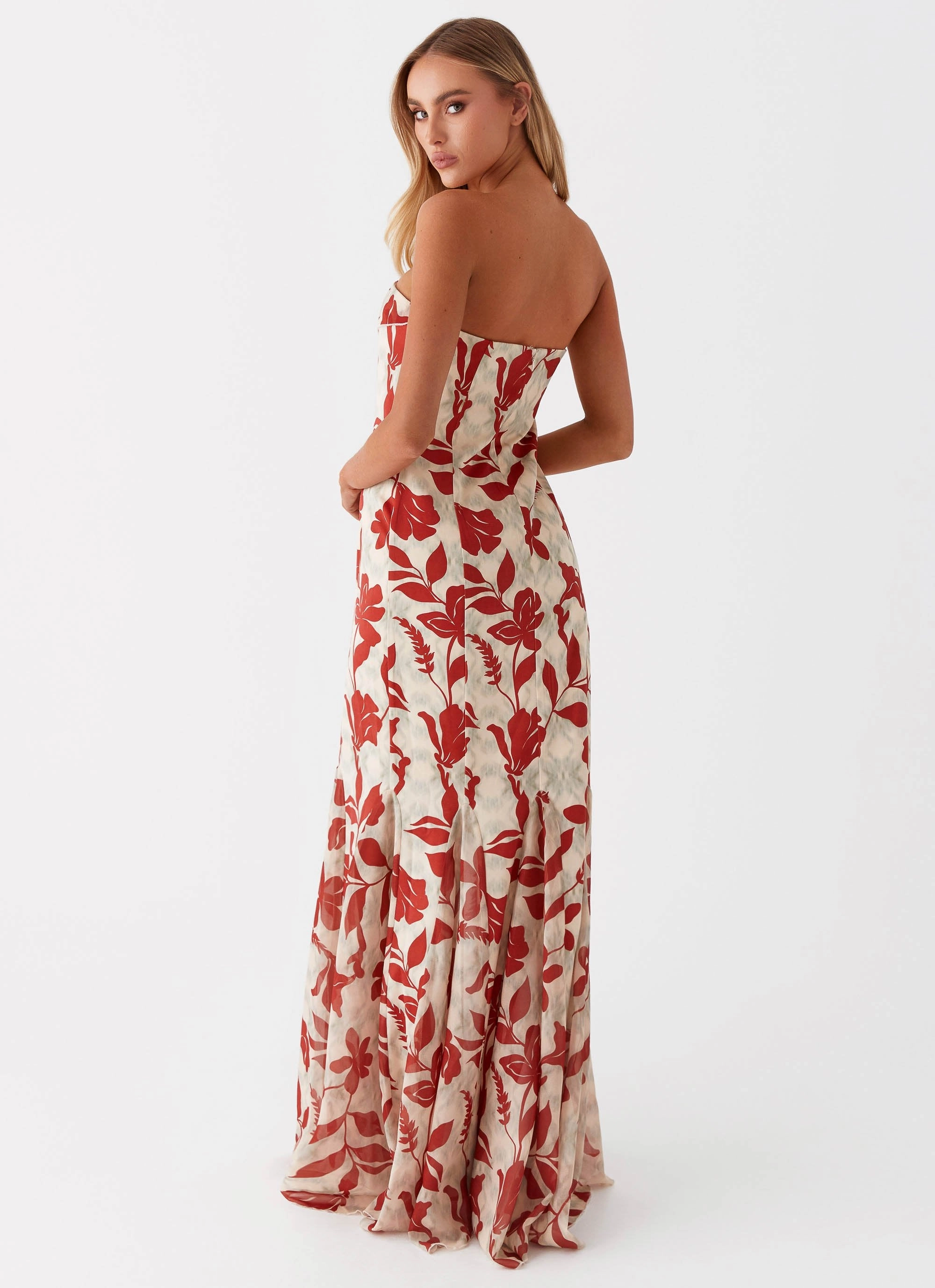 Thermal-Lined Willa Maxi Dress - Red Green Floral
