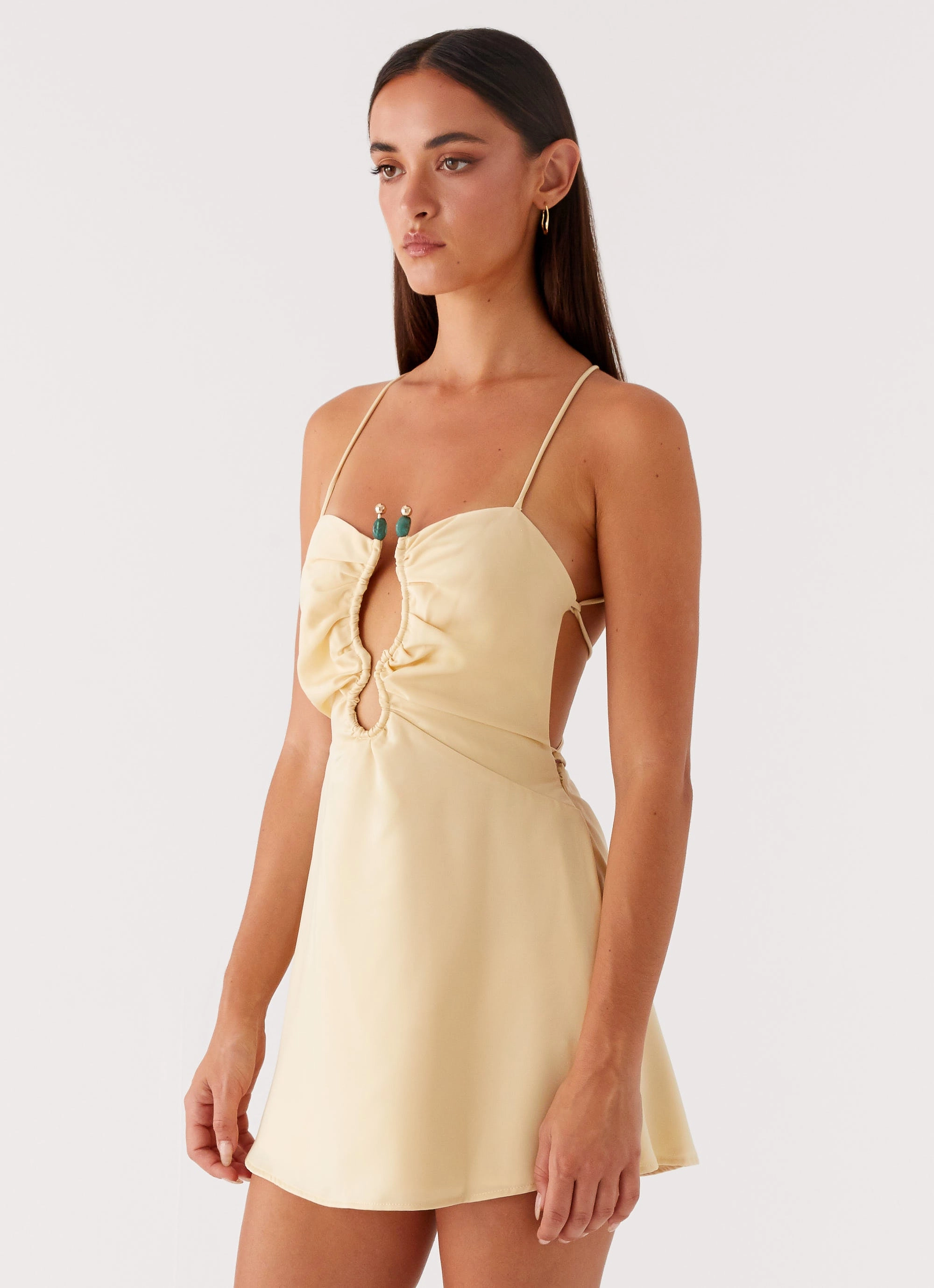 Feminine off-the-shoulder gown Zuma Mini Dress - Yellow