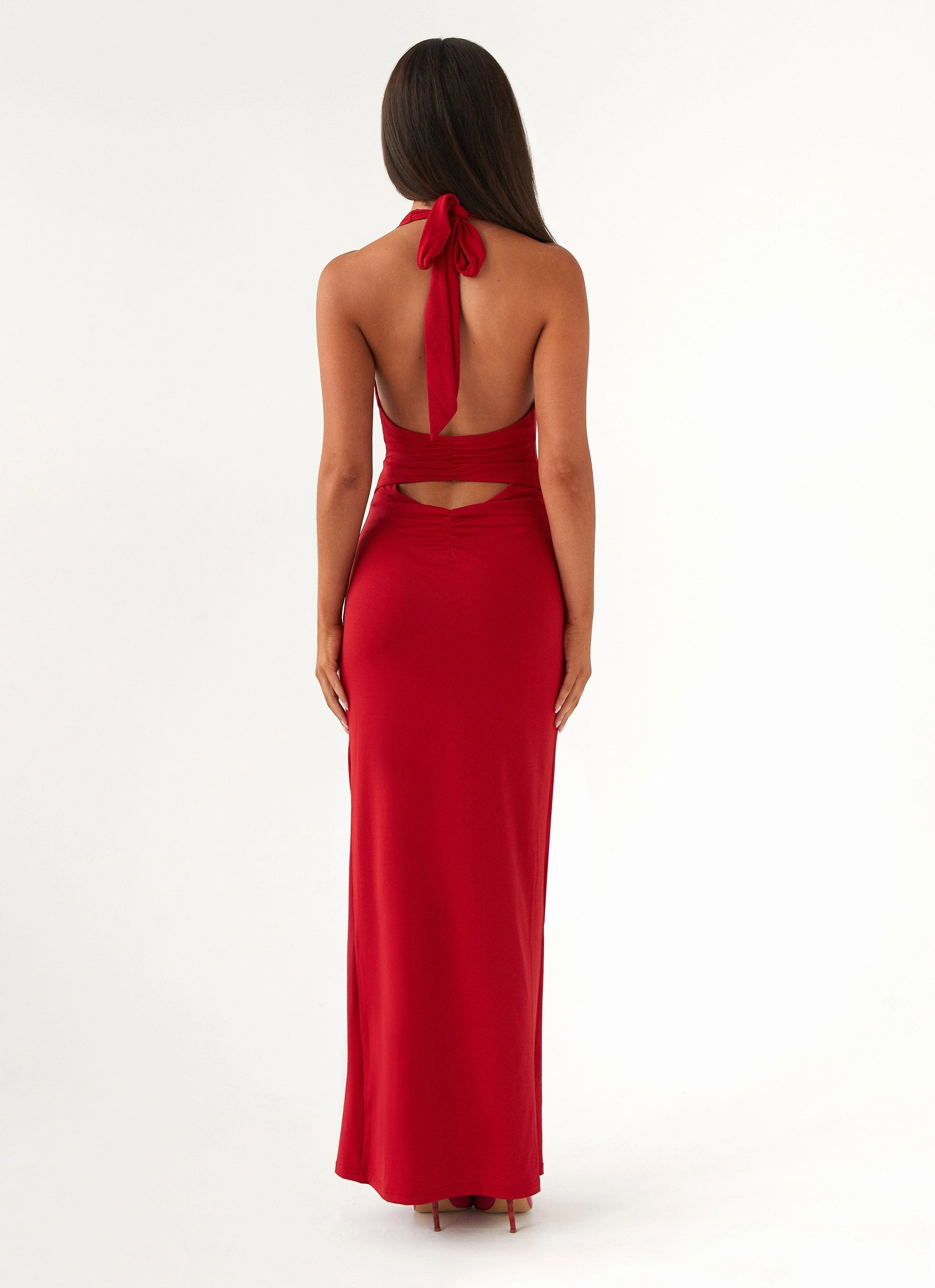 Whisked Away Halterneck Maxi Dress - Red Move Easy