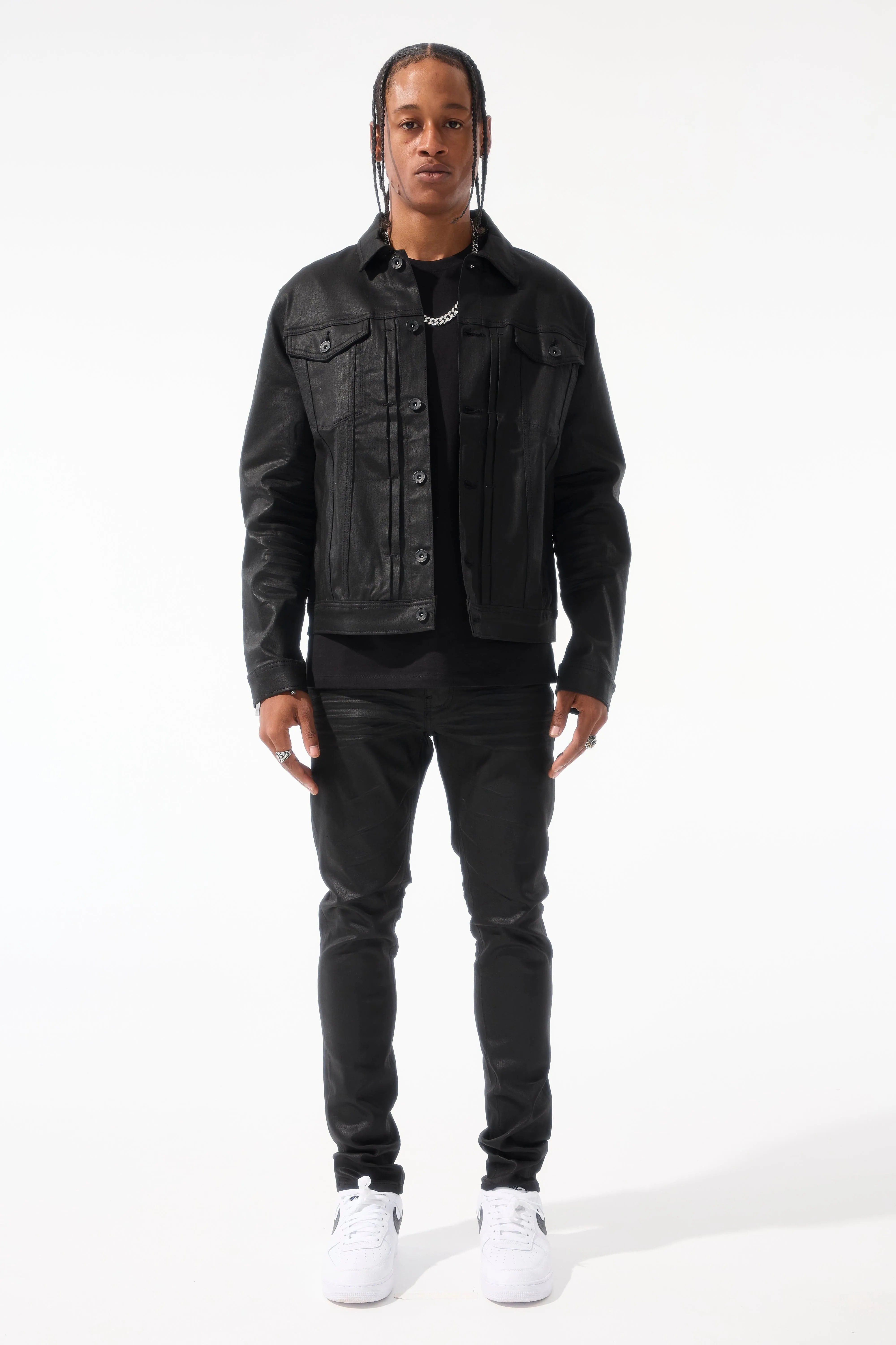 Smooth Criminal Denim Trucker Jacket (Jet Black)