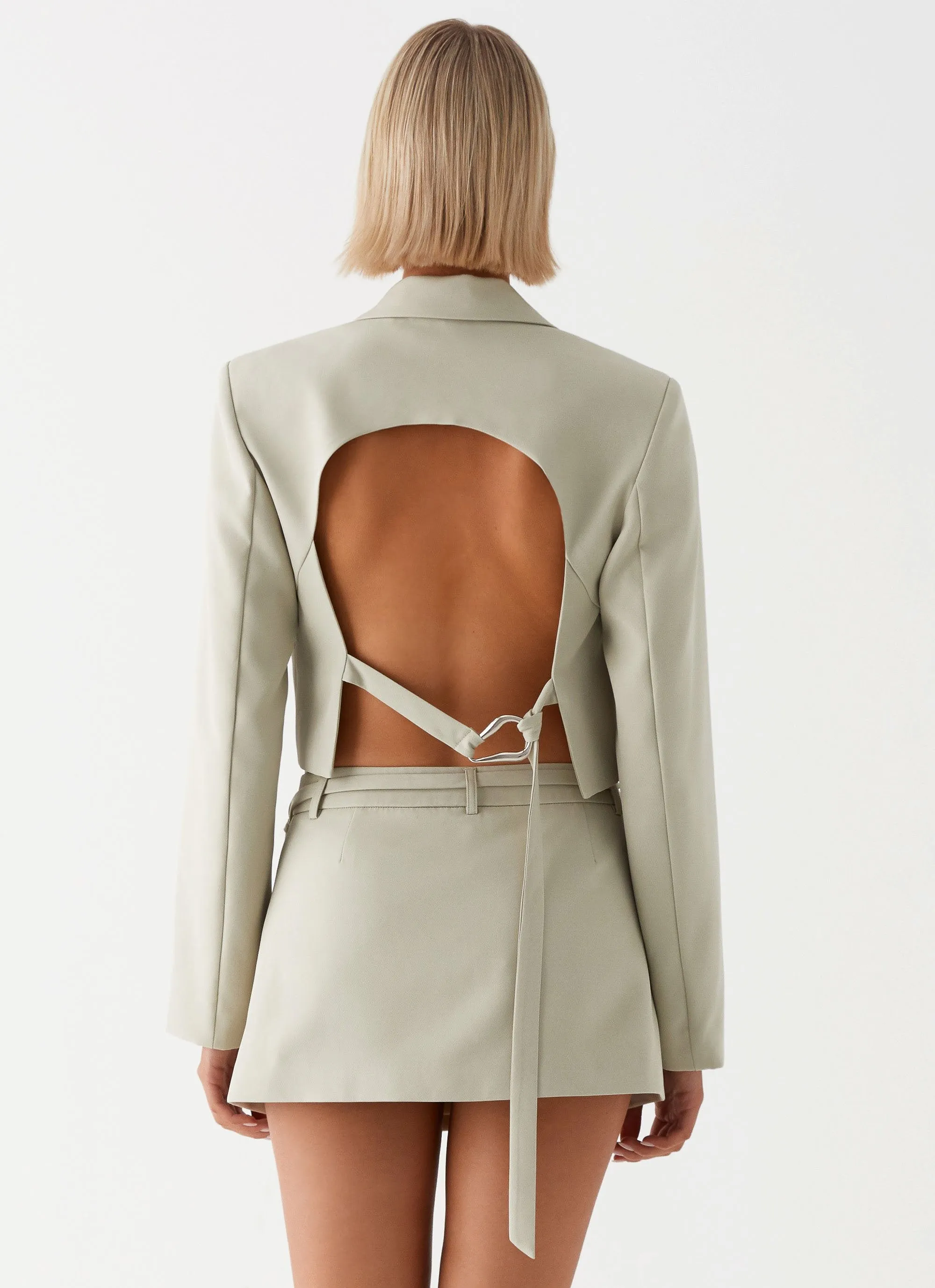 AdaptiveFitFabric Olea Open Back Cropped Blazer - Sage