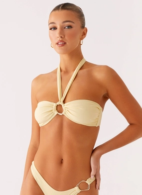 Multi Pocket System Non Restrictive Band Kivara Bikini Top - Yellow
